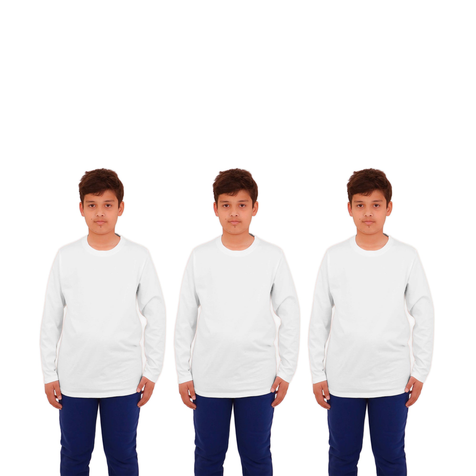 3 Pack Boys Girls Long Sleeved Top Round Neck Kids T Shirts Soft Cotton PE Top 5-14 Years
