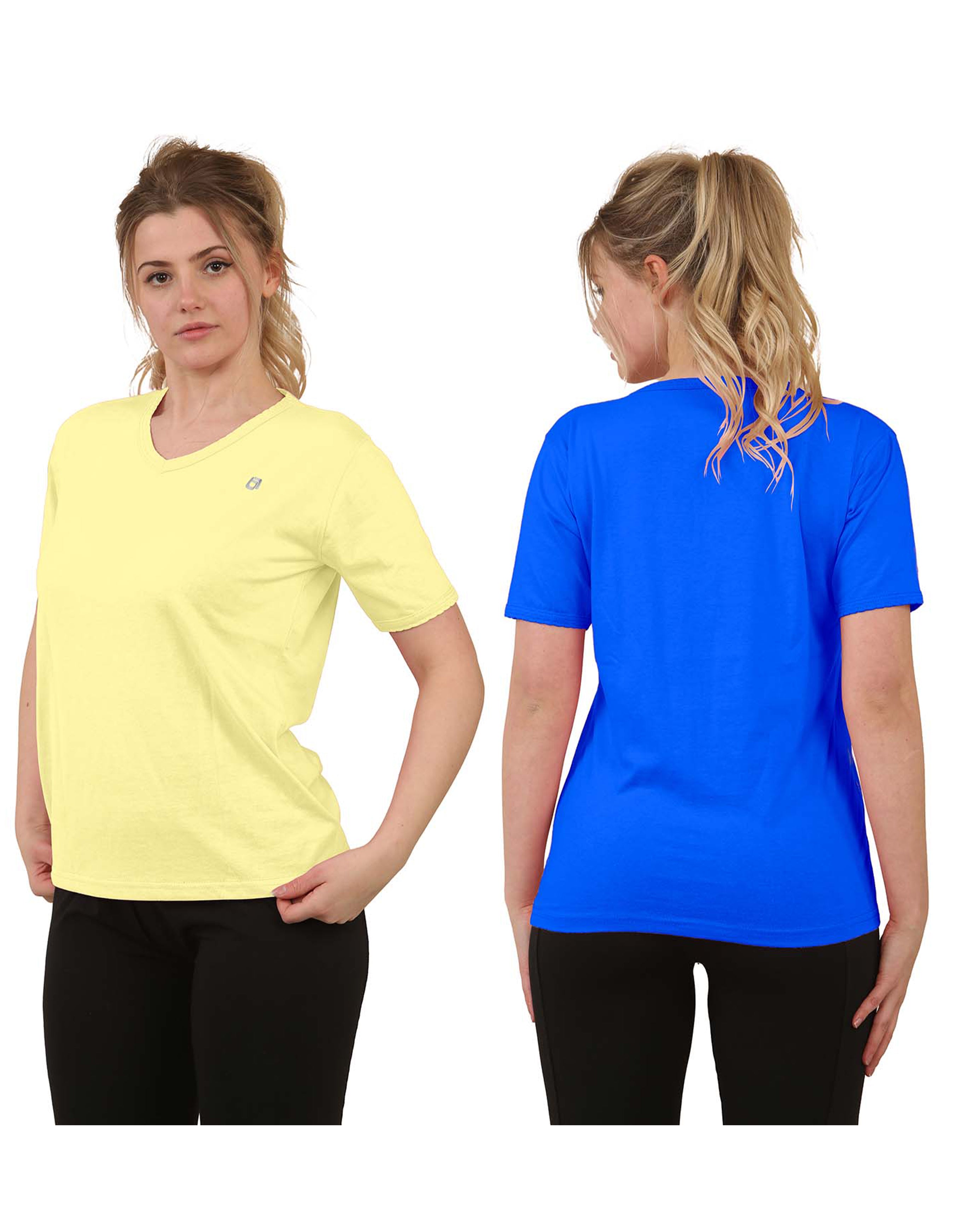 Bahob® 2 Pack Women's Classic-Fit Short-Sleeve V-NeckT-Shirt Plain Cotton T-Shirt Multipacks S-XXL