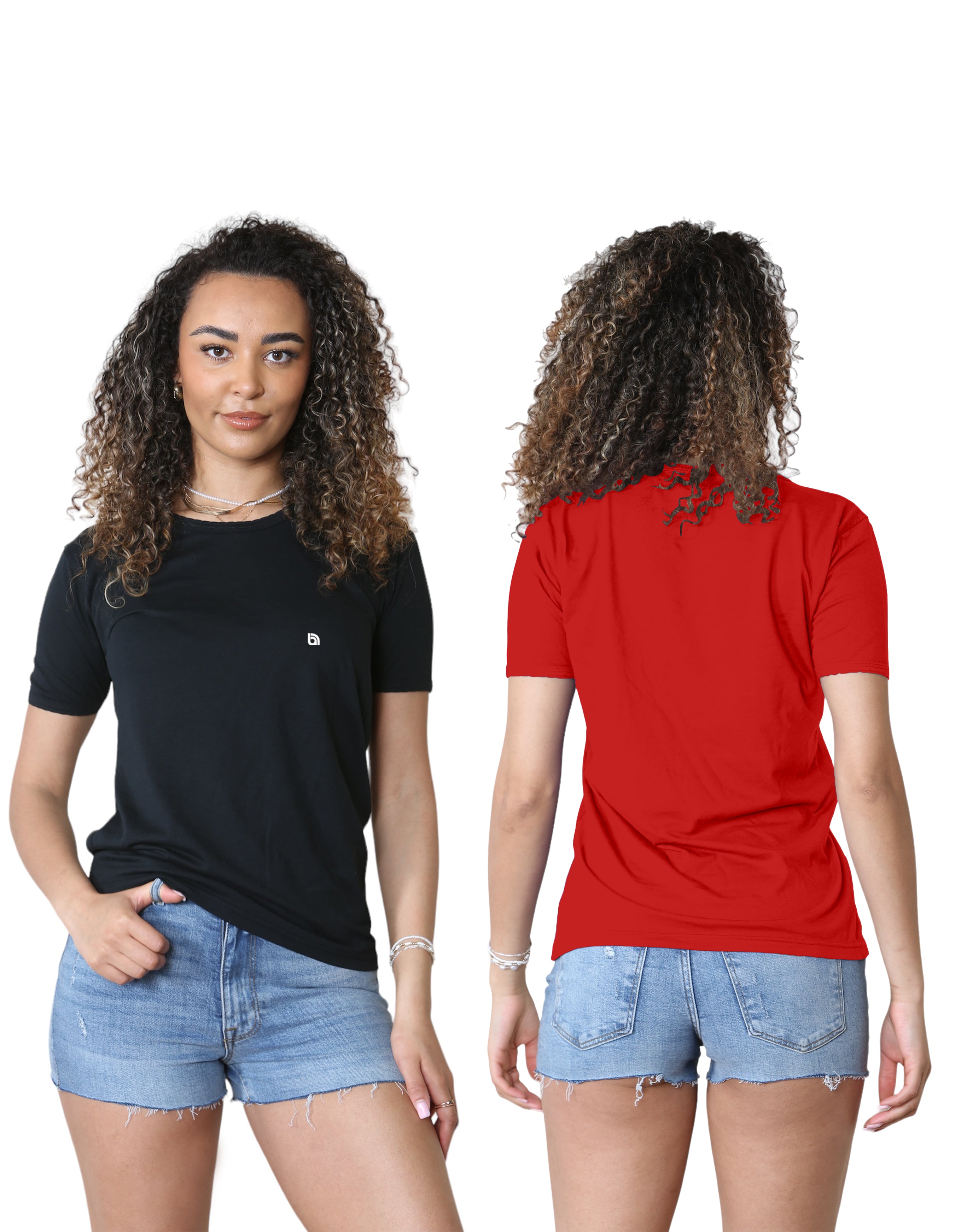Bahob® 3 Pack Women's Classic-Fit Short-Sleeve Crew neck Plain Cotton T-Shirt S-XXL