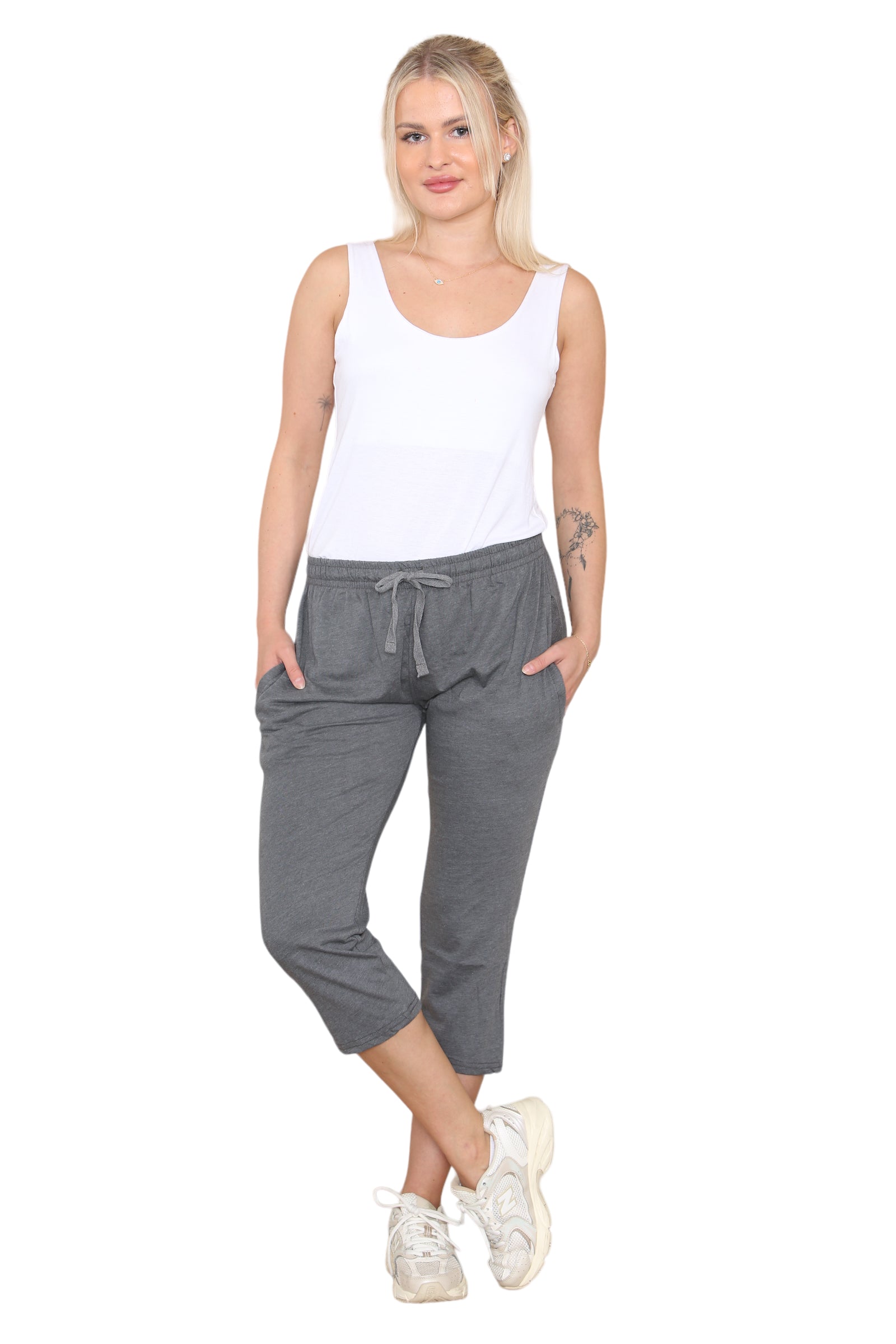 Women's 2 Pack Pyjamas Bottoms Lounge Capri Pants Soft Cropped Pjs Trouser - Bahob
