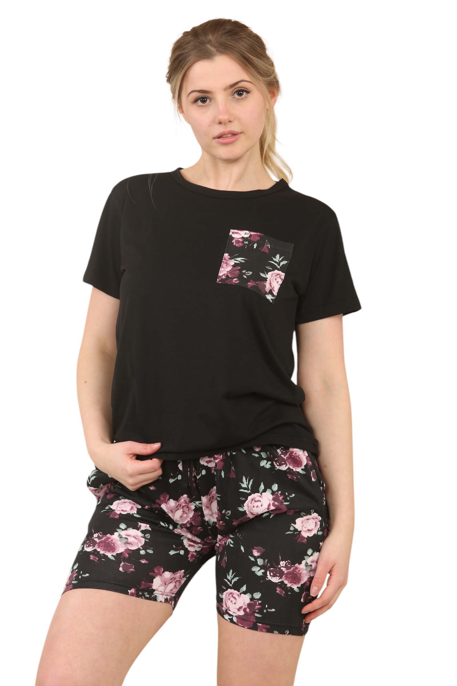 Women's Pajama's Sets with Shorts Ladies Pajama's Cotton Short Sleeve Soft 2 Pieces Pjs Set Summer Loungewear Sleepwear Nightwear for Women S-XXL