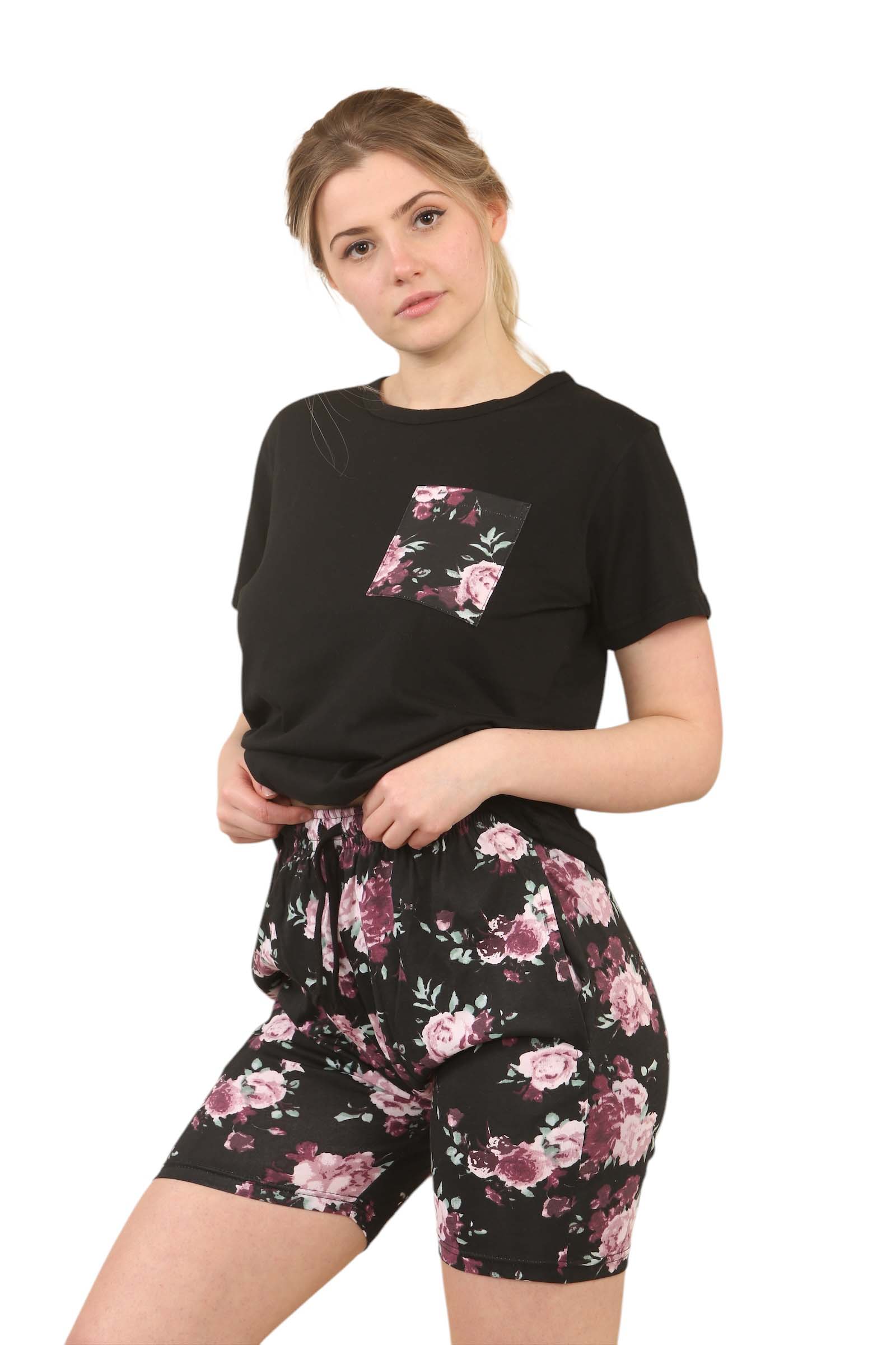Women's Pajama's Sets with Shorts Ladies Pajama's Cotton Short Sleeve Soft 2 Pieces Pjs Set Summer Loungewear Sleepwear Nightwear for Women S-XXL