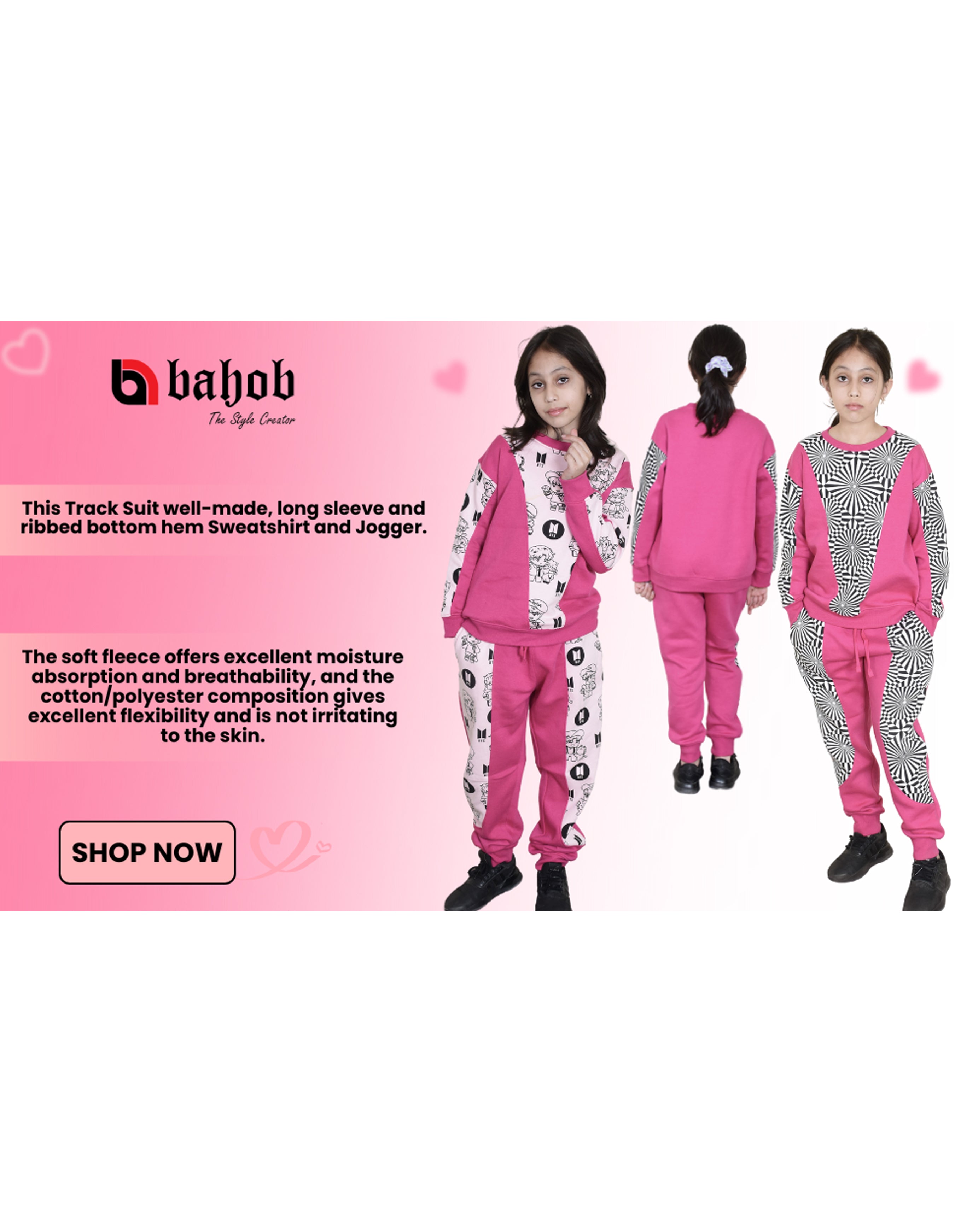Bahob® Girls 2 Piece Sweatshirt & Jogging Bottoms Tracksuit Set