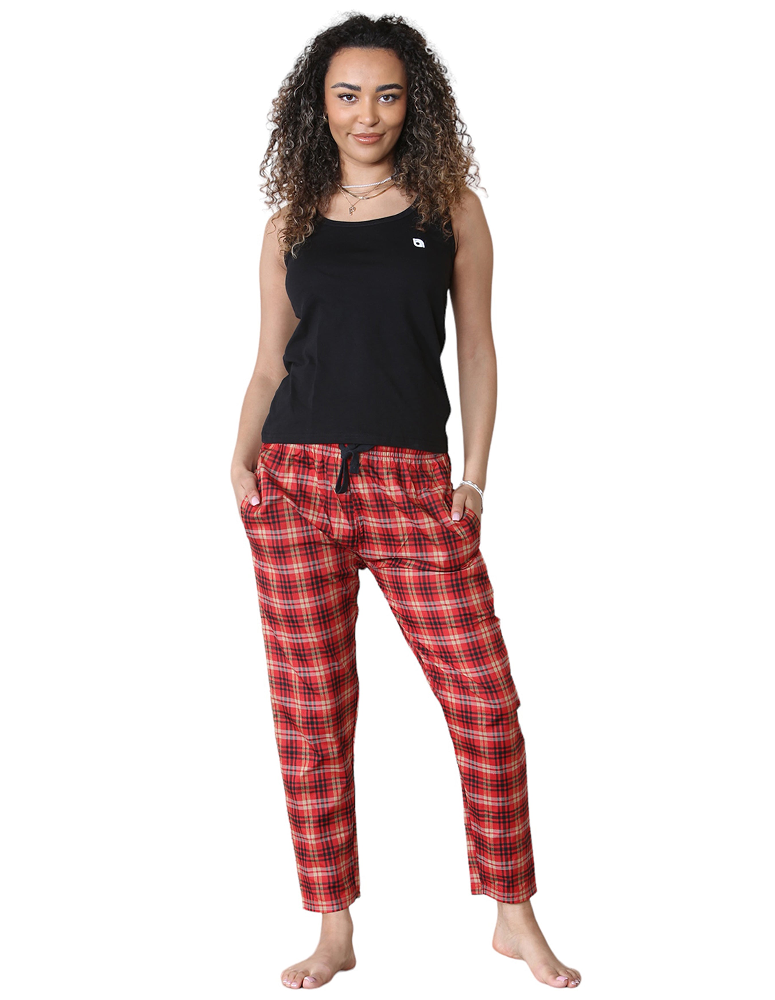 Bahob® 2 Pack Women's Check Pajama Bottom, Soft Cotton Lounge Wear Trousers Sleepwear Nightwear for Women S-XXL