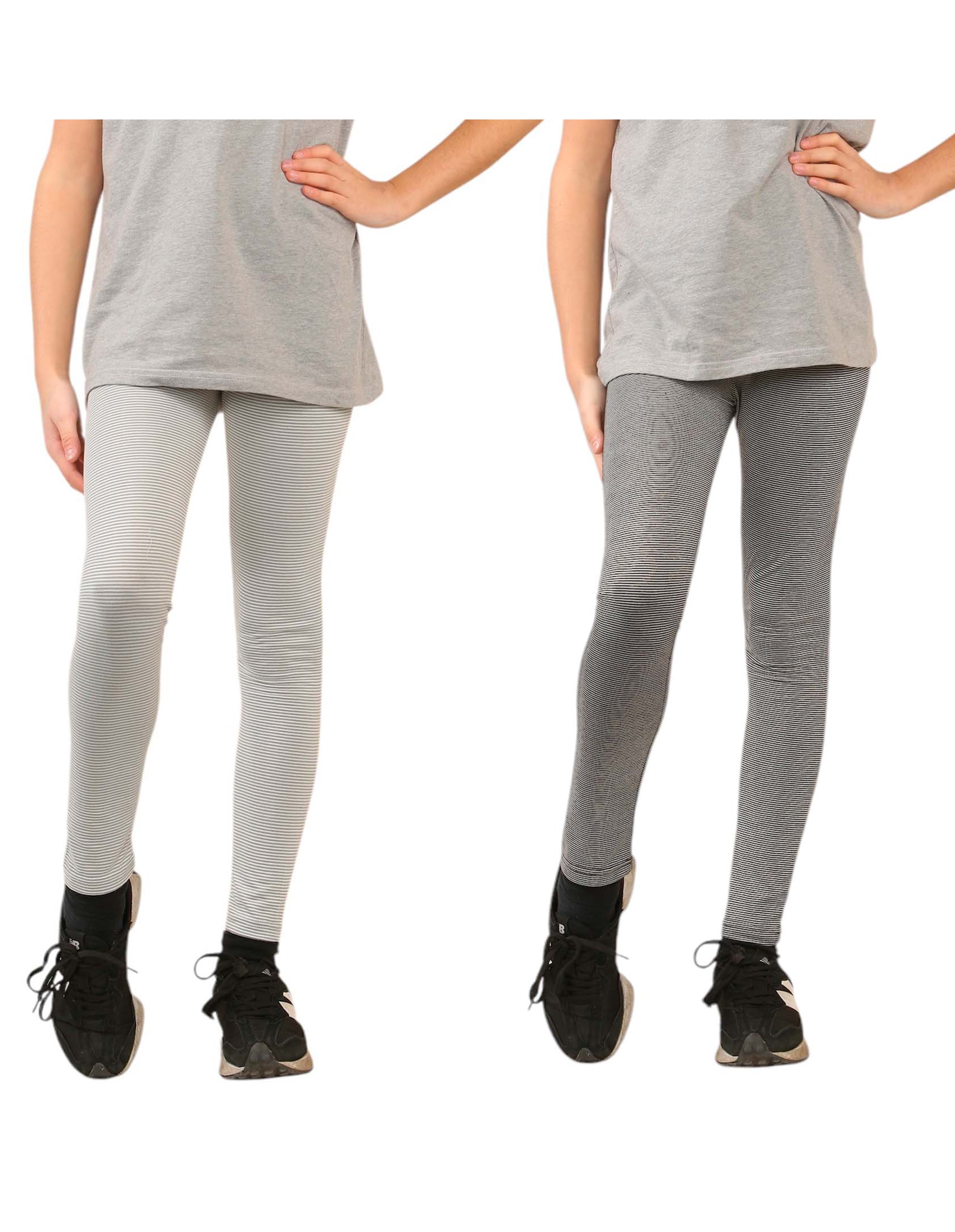 Bahob® 2 Pack Girl’s Leggings Pants for Kids Full Length Skin Tight, Stretch Fit Cotton Legging 5-6 to 13-14 Years