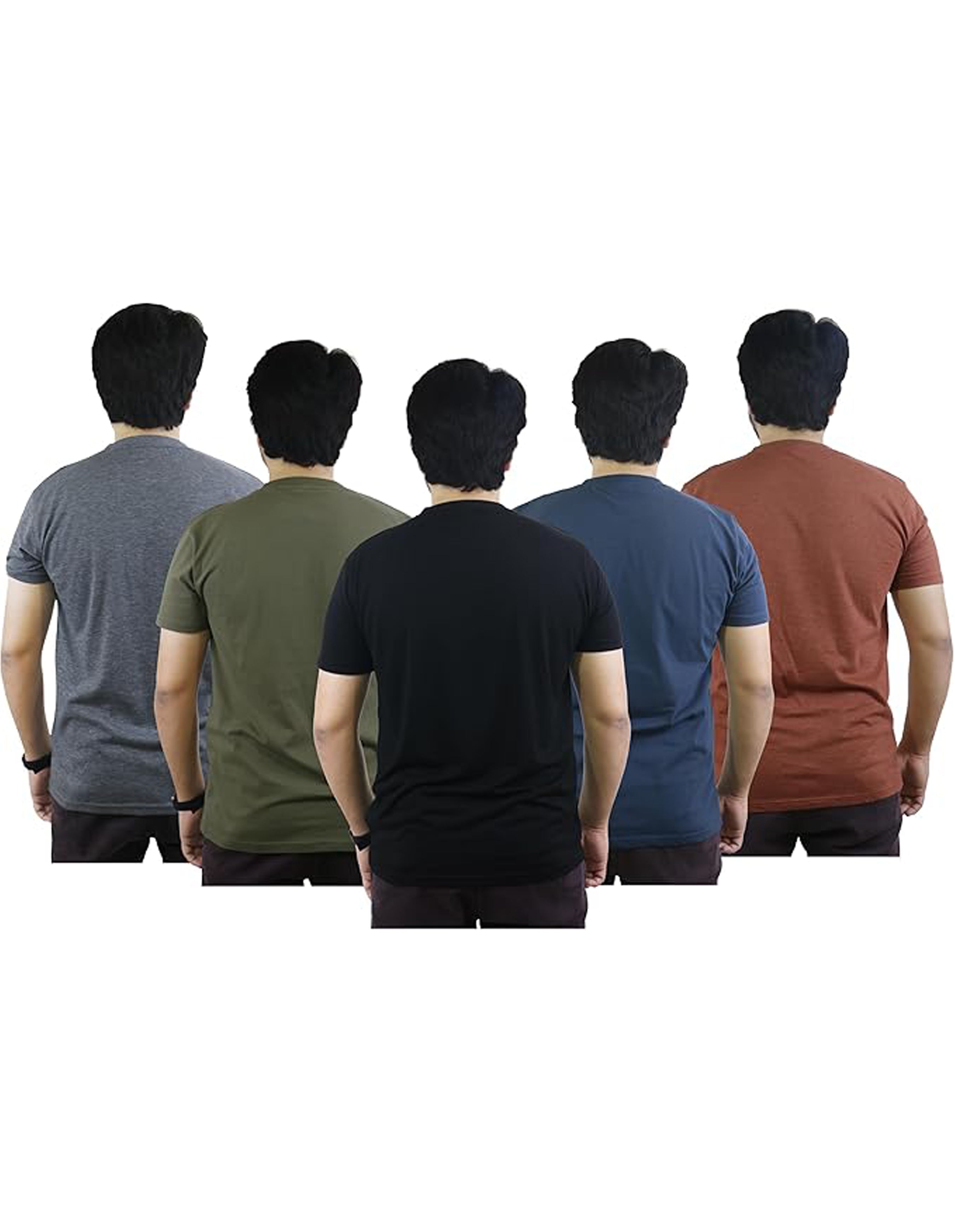 Bahob® Pack of 5 Men’s T-Shirts Crew Neck Short Sleeves Plain Soft Cotton Tops S-3XL