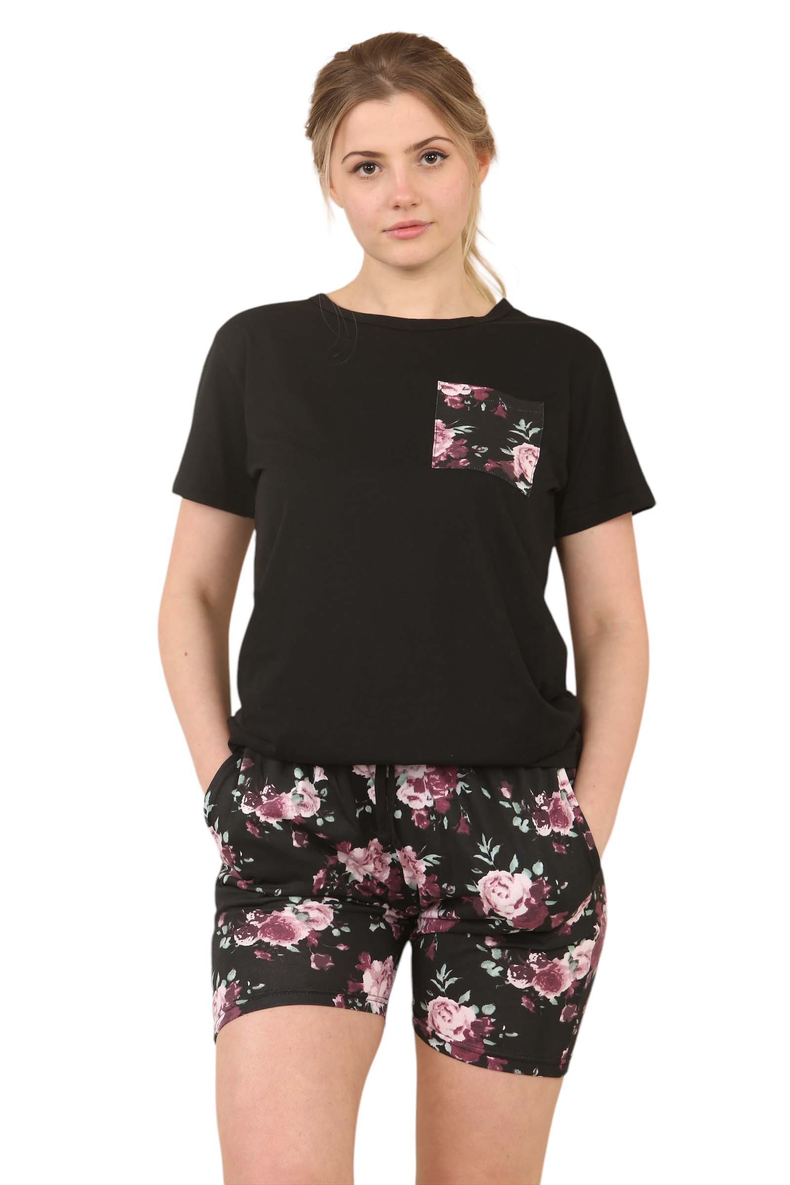 Women's Pajama's Sets with Shorts Ladies Pajama's Cotton Short Sleeve Soft 2 Pieces Pjs Set Summer Loungewear Sleepwear Nightwear for Women S-XXL