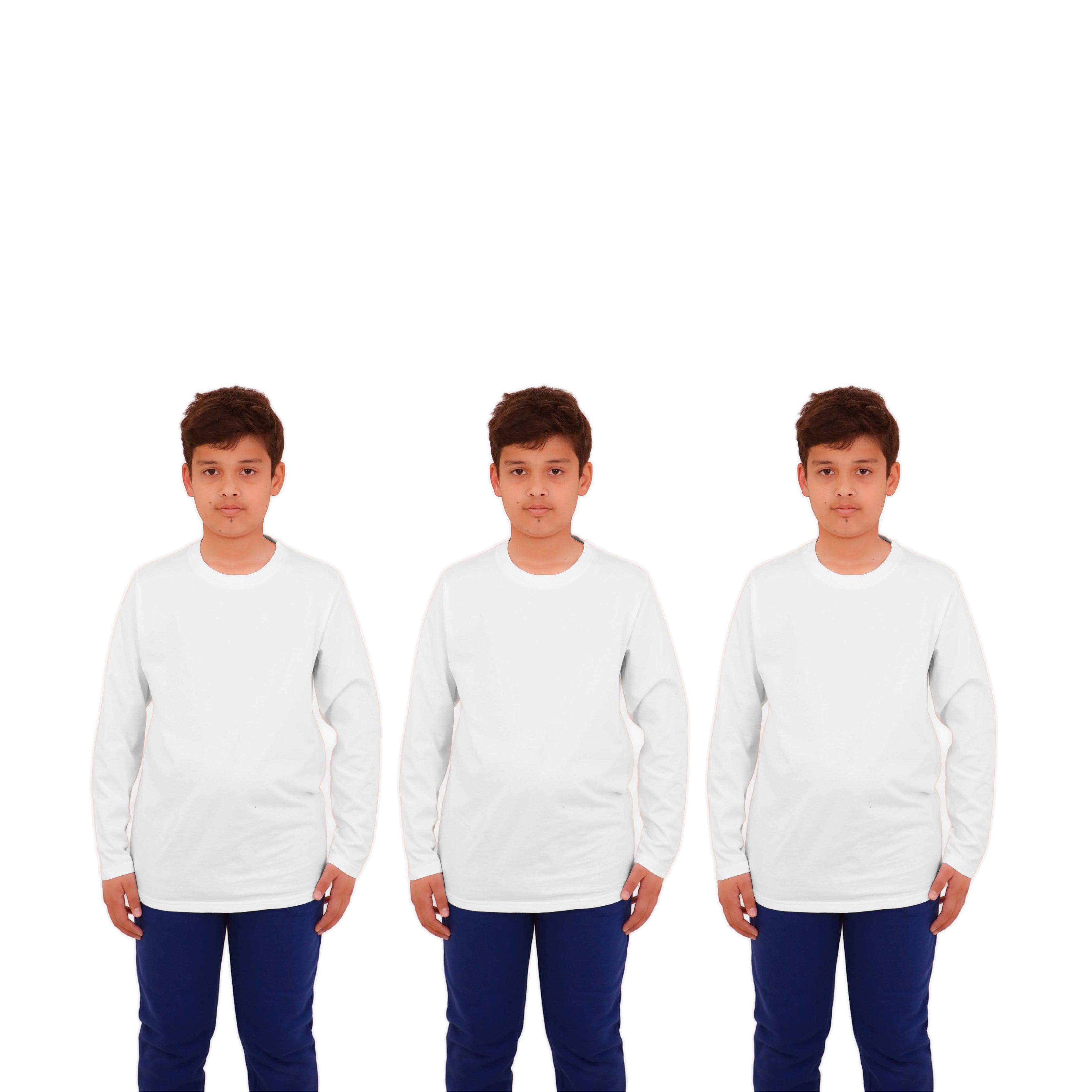 3 Pack Boys Girls Long Sleeved Top Round Neck Kids T Shirts Soft Cotton PE Top 5-14 Years