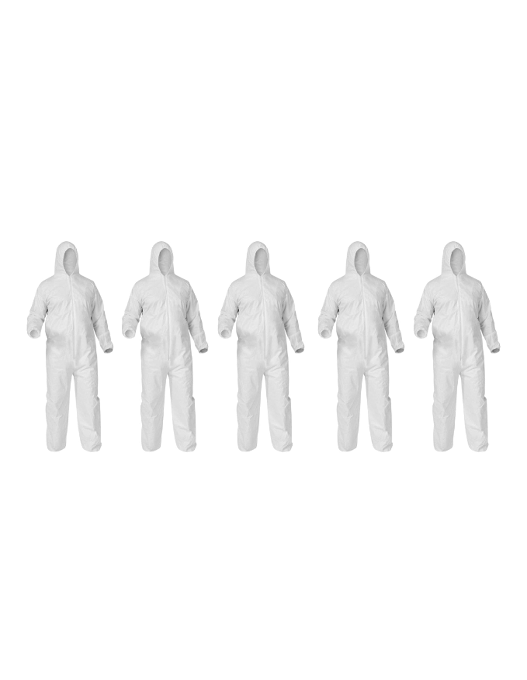 Bahob® 5 Pack Protective Disposable Overall Paper Boiler Suit Coveralls Protection Suit Elasticated hood, Cuffs and Ankles