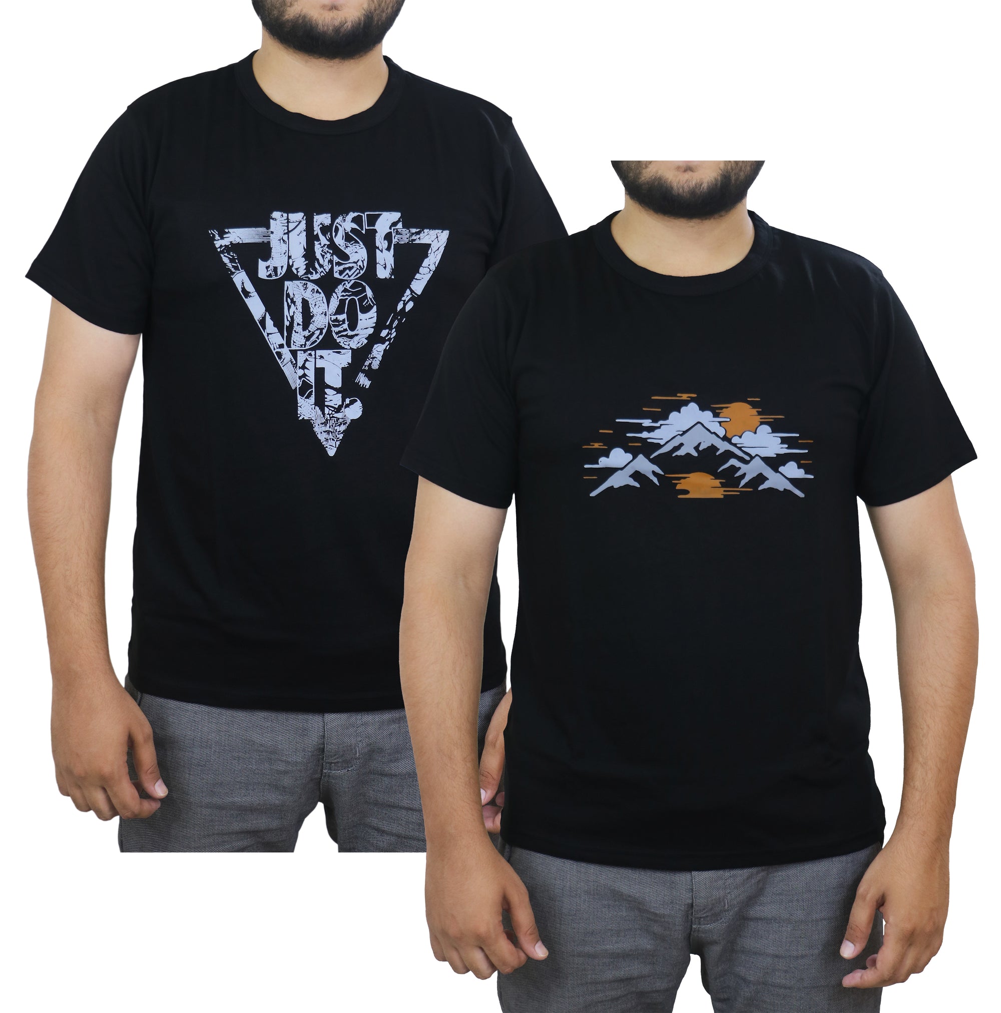 Bahob® 2 Pack Men's T-Shirts Short Sleeve Printed T Shirts for Men Round Neck Cotton Tops Shirt S-3XL