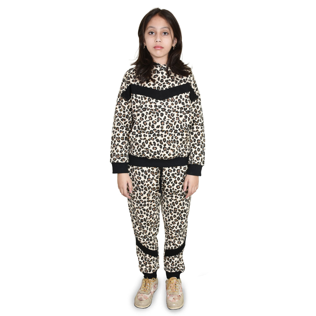 Bahob® 1 Pack Girls Tracksuits Set Cheetah Print Hoodie and Tracksuit Jogging Bottoms Kids Track Suits Activewear Sets for Girls 5-14 Years