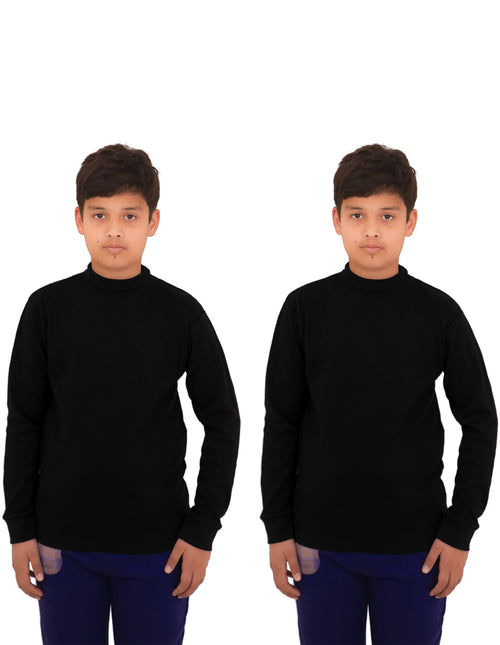 2 Pack Kids Girls Boys High Neck Long Sleeve Polo Tops Turtleneck Jumper Cotton Rib Top 5-14 Years