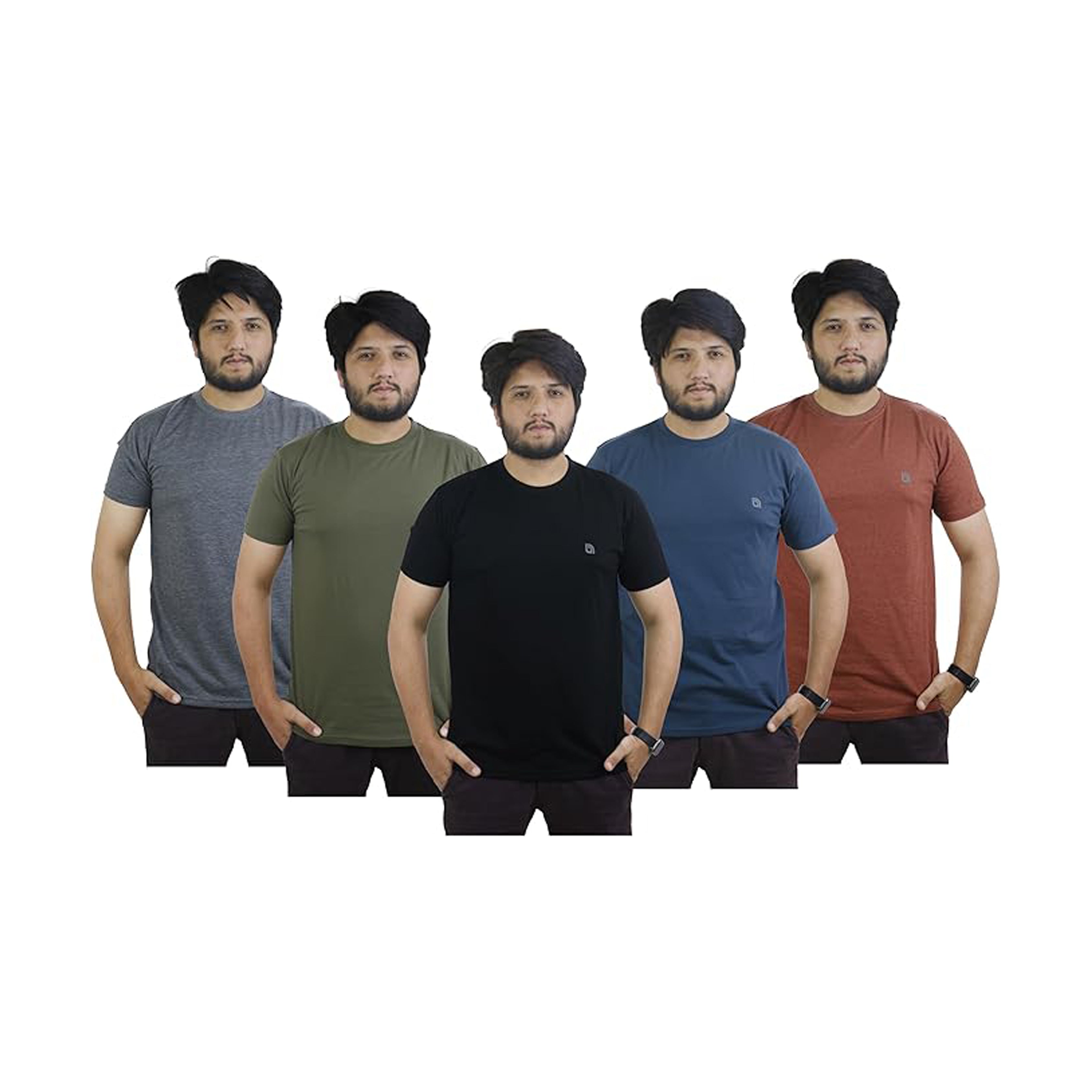Bahob® Pack of 5 Men’s T-Shirts Crew Neck Short Sleeves Plain Soft Cotton Tops S-3XL