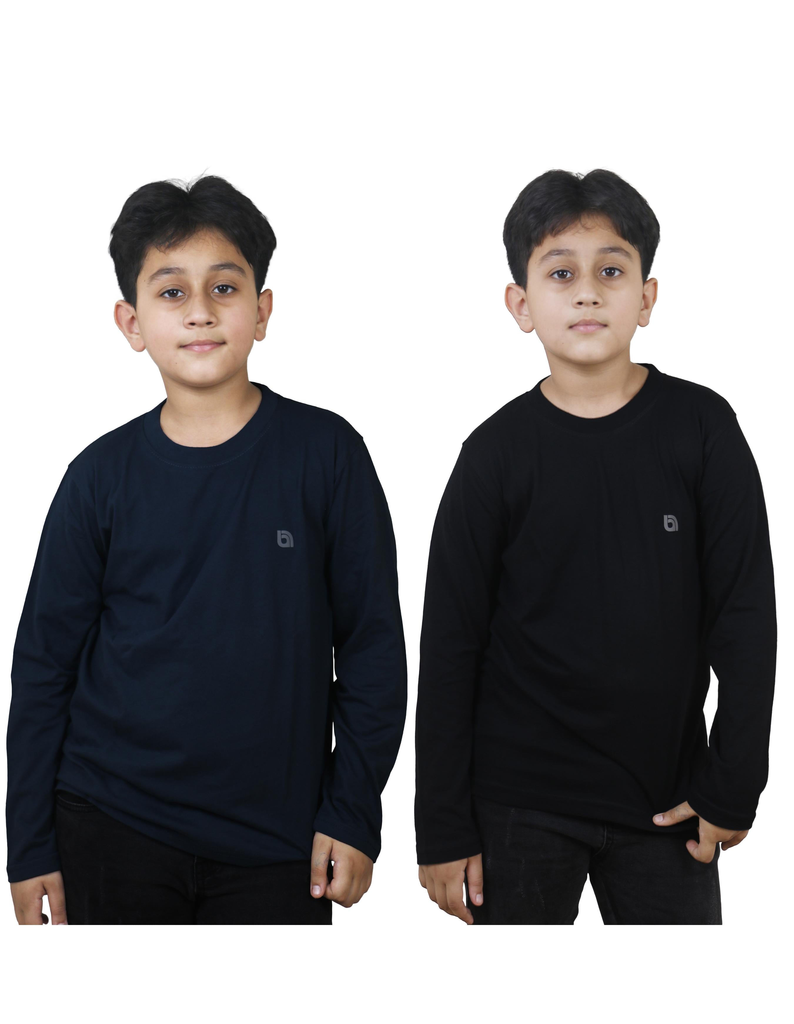 Bahob® 2 Pack Boys Long Sleeve T-Shirt Top Children's Round Neck Long-Sleeve T-Shirt Soft Cotton 3-14 Years kids t shirt