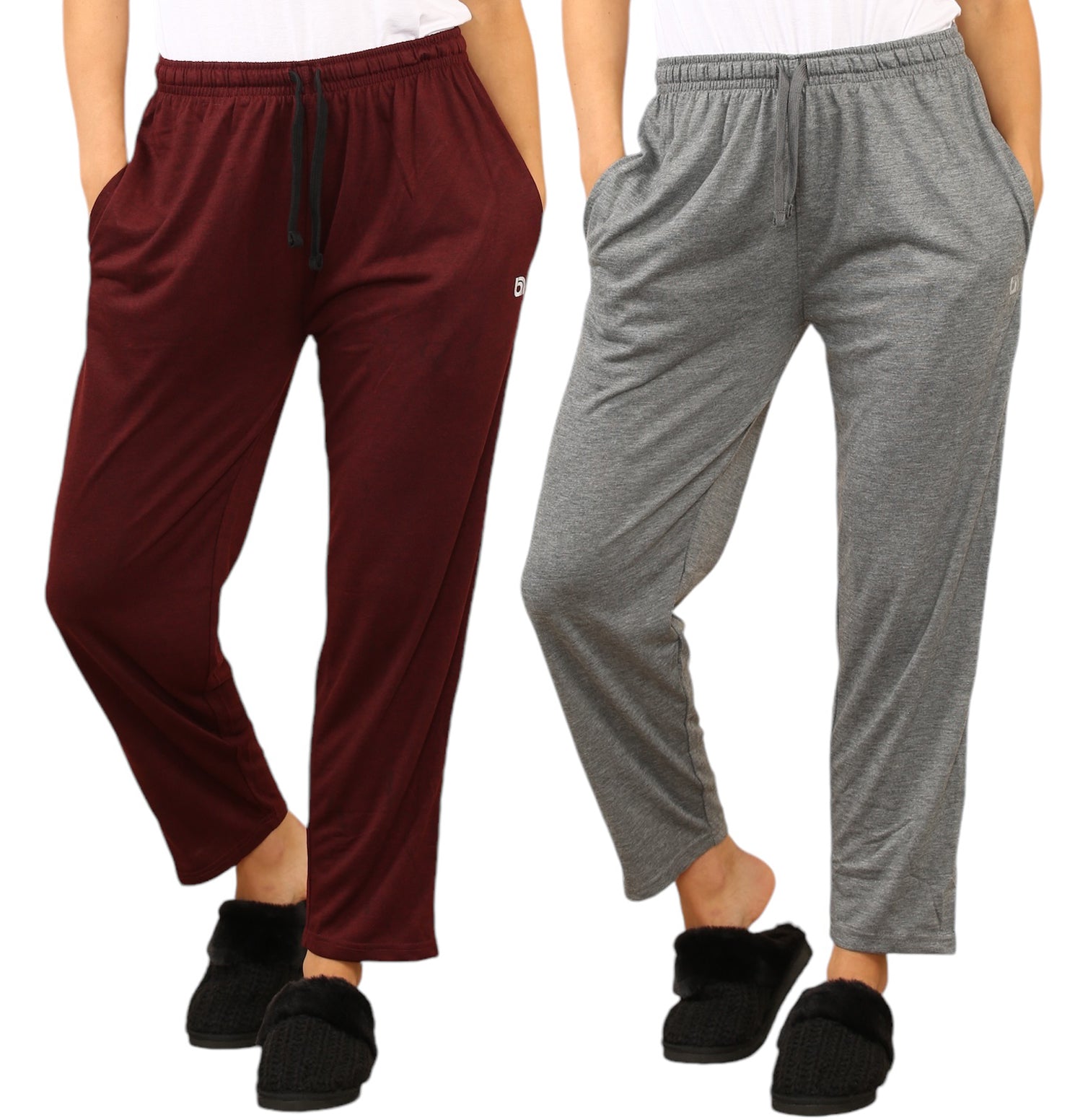 Bahob® 2 Pack Women's Pyjama Bottoms Womens Pants Soft Lounge Pants Sleep Pajama Bottoms with Pocket Women's Sleepwear Trousers S-XXL