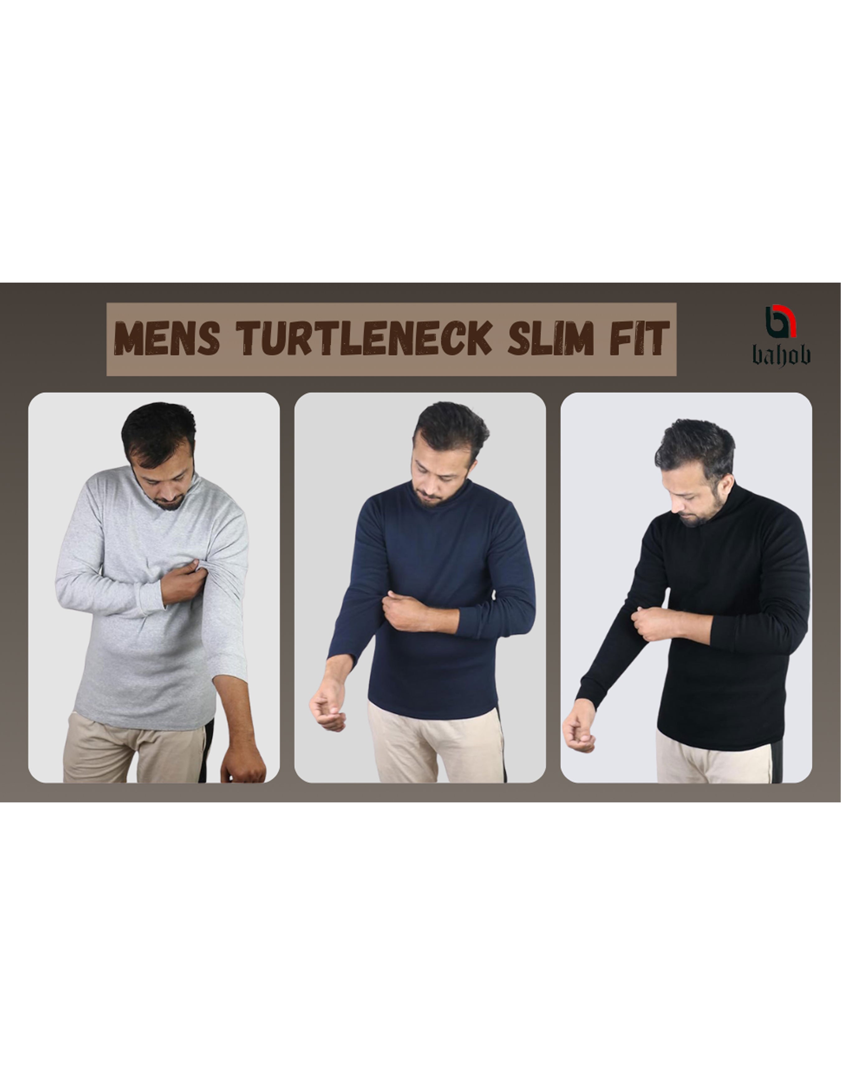 Bahob® Mens High Neck Slim  Pullover Sweater Casual Clothing