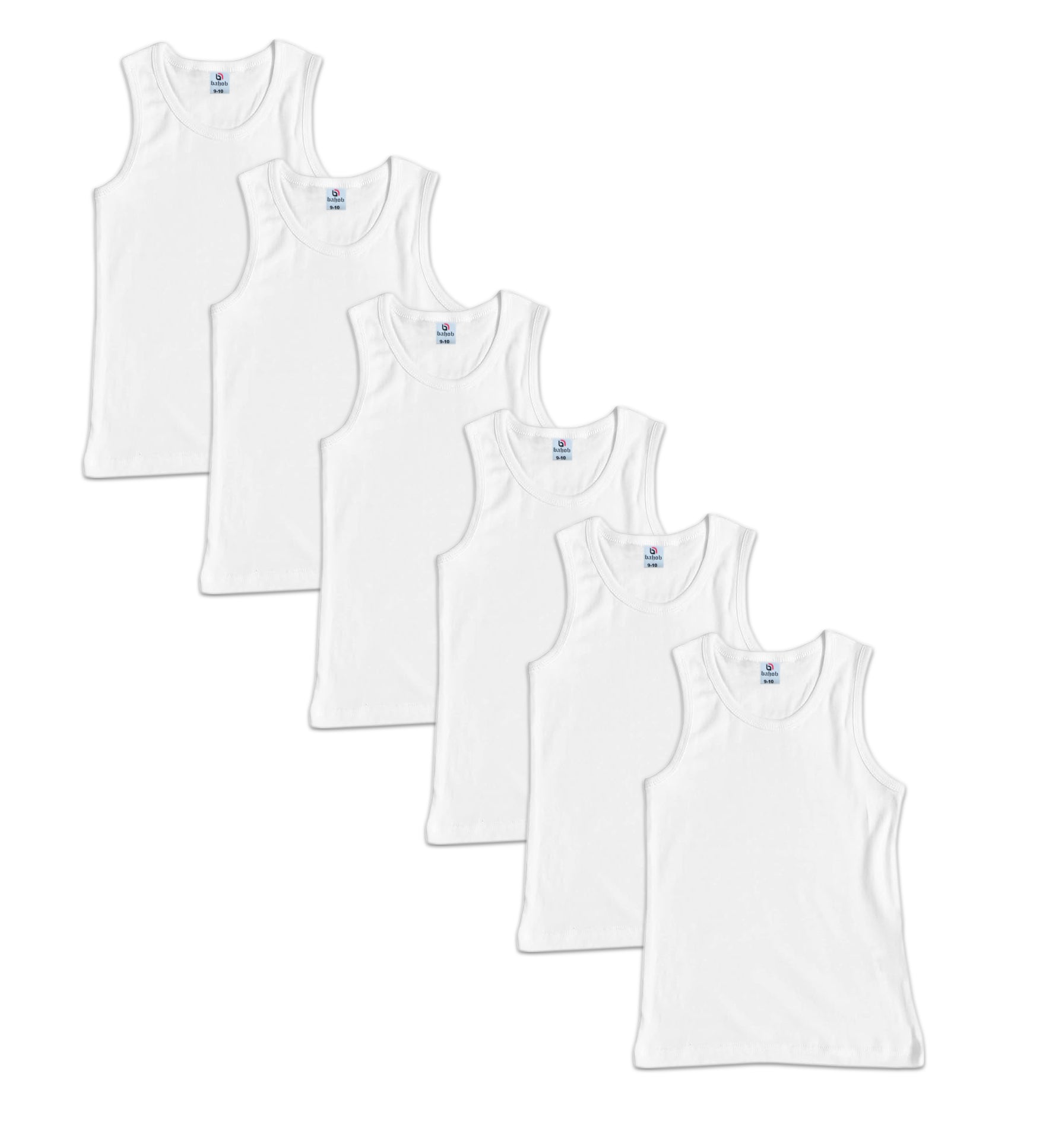 Bahob® 6 Pack Boy's Underwear Vests Soft Cotton Tank Tops Kids Sleeveless Vests Undershirts 100% Cotton