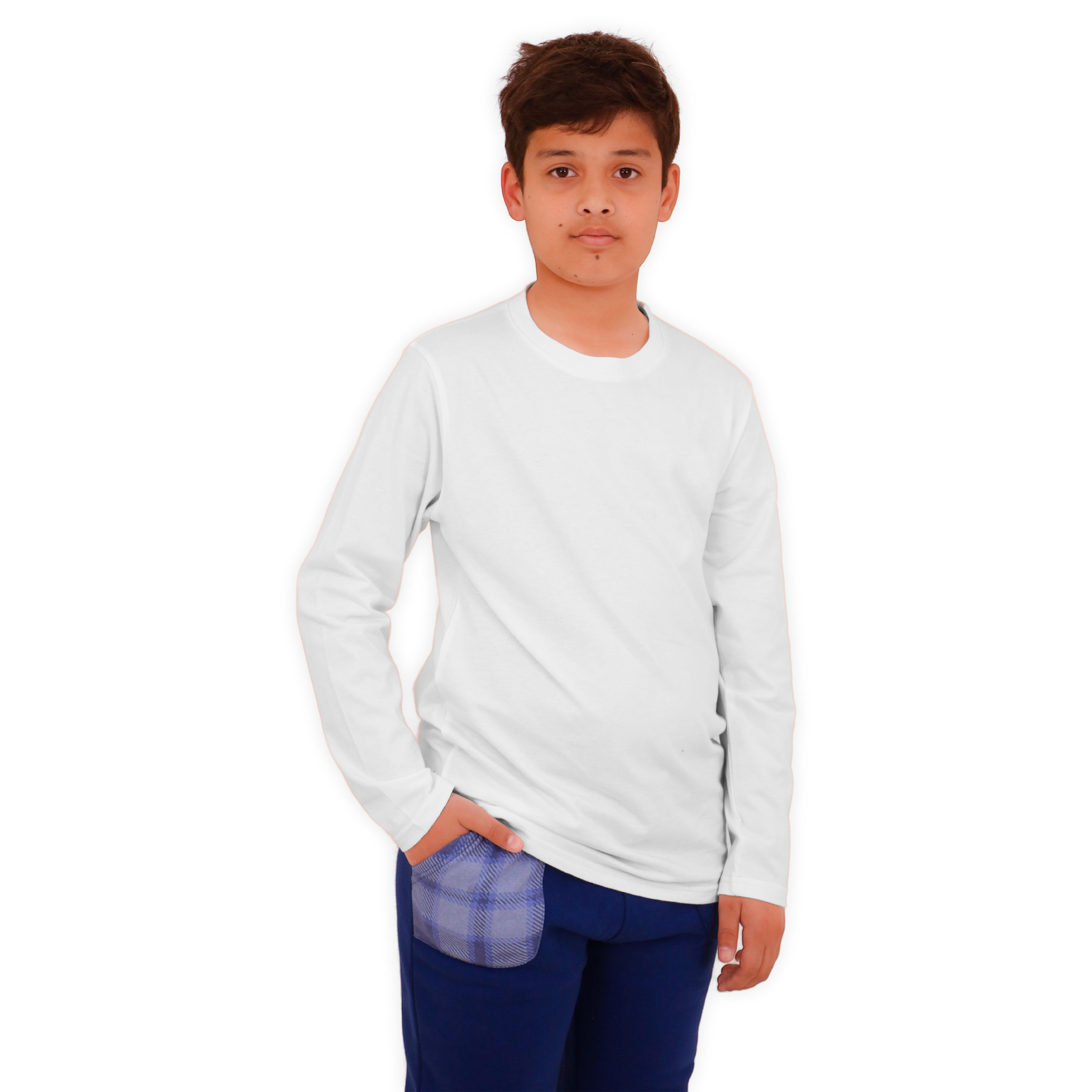 3 Pack Boys Girls Long Sleeved Top Round Neck Kids T Shirts Soft Cotton PE Top 5-14 Years