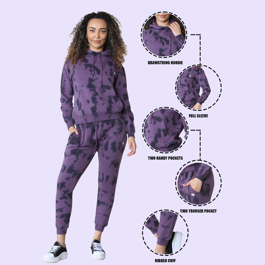 Bahob® Women’s Tracksuit Set Tie Dye Printed 2 Piece Hoodie and Stretch Jogger Gym Wear Tracksuits Active wear Set S to XXL