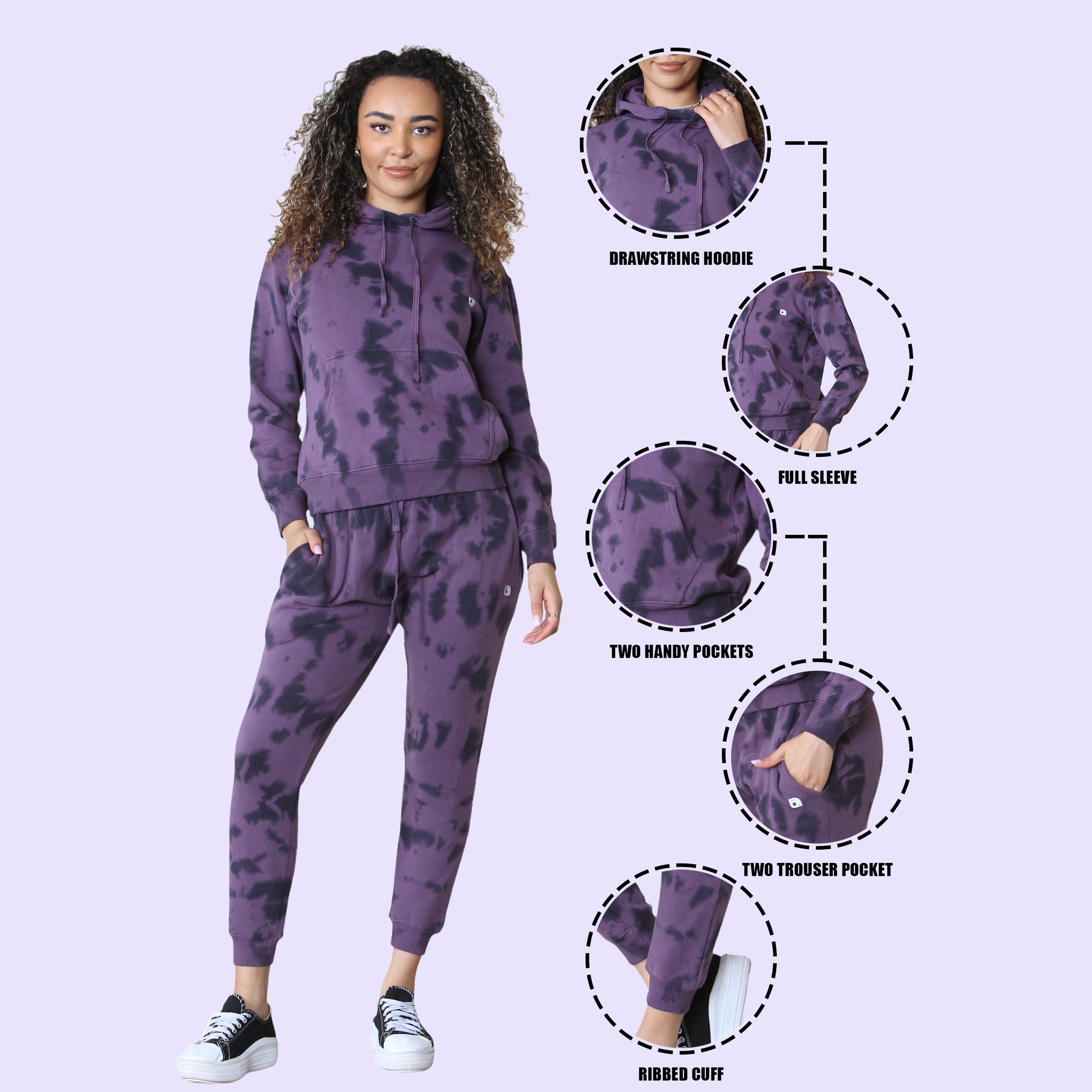 Bahob® Women’s Tracksuit Set Tie Dye Printed 2 Piece Hoodie and Stretch Jogger Gym Wear Tracksuits Active wear Set S to XXL