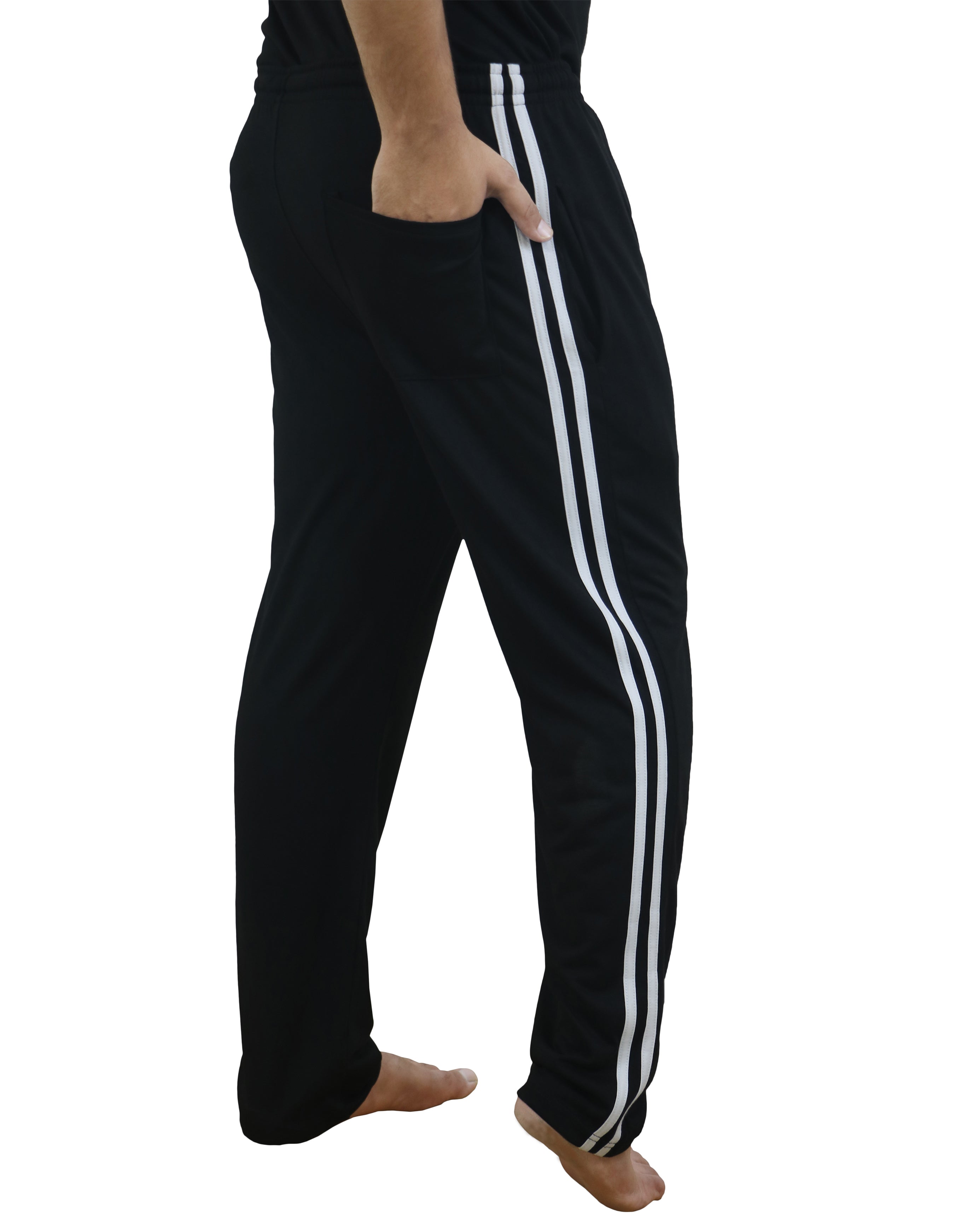 Bahob® Mens Long Lounge Wear Pants Nightwear 2 Pack Pyjama Bottoms Sleepwear Elasticated Waist Striped Jogging Casual Gym Lightweight Loungewear mens lounge pants Sizes S-3XL