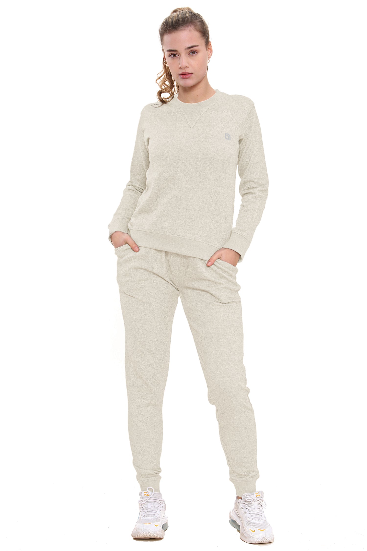 Bahob® Women’s Sportswear Set, Round Neck 2 Piece Women Track Suit Ladies Track Suit Stretch Leggings Yoga Workout Tracksuits Activewear Set S to XL