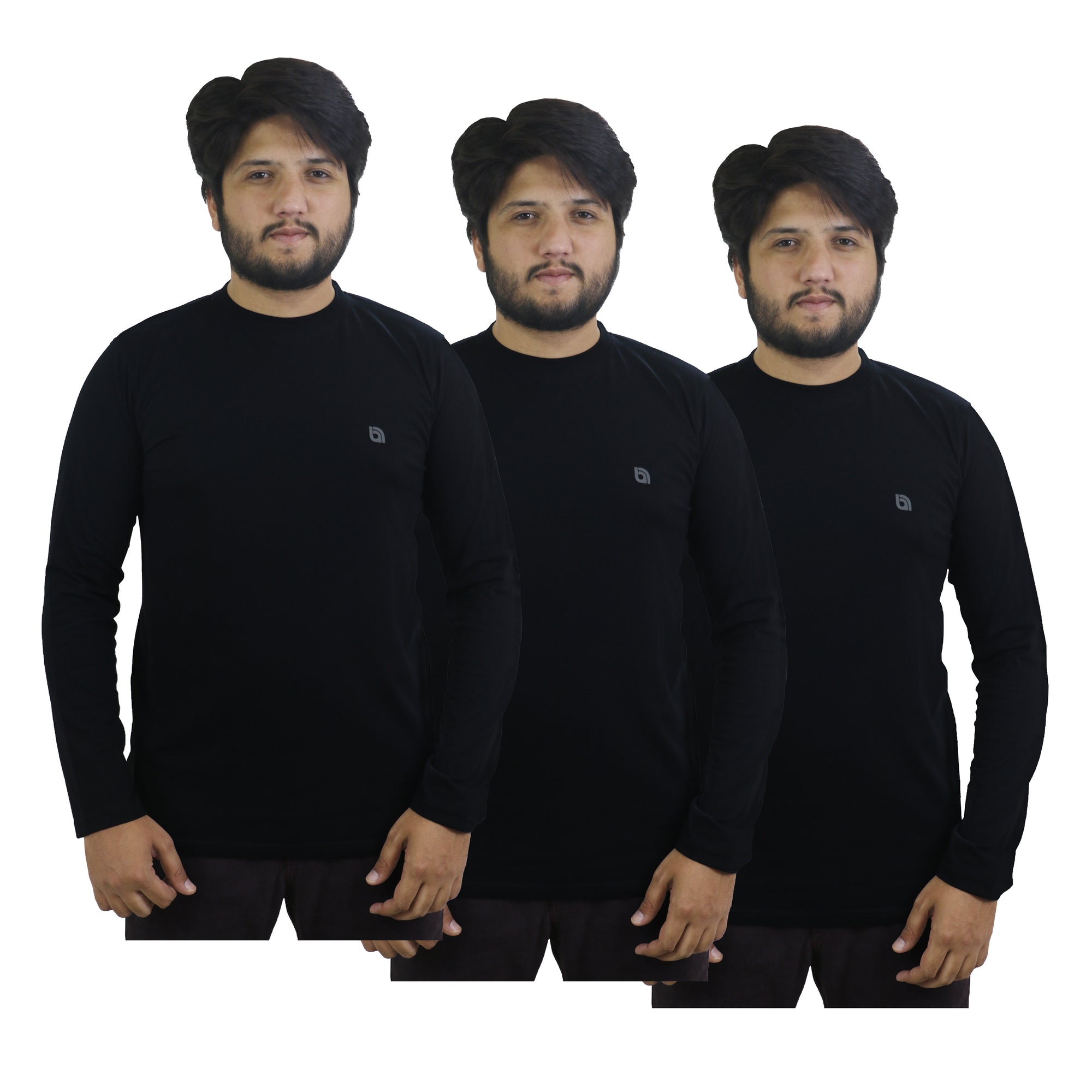 Bahob® 3 Pack Men's Long-Sleeved T-Shirt Round Neck T-Shirts Comfortable Crewneck Neck Tops for Men Soft Cotton S-3XL