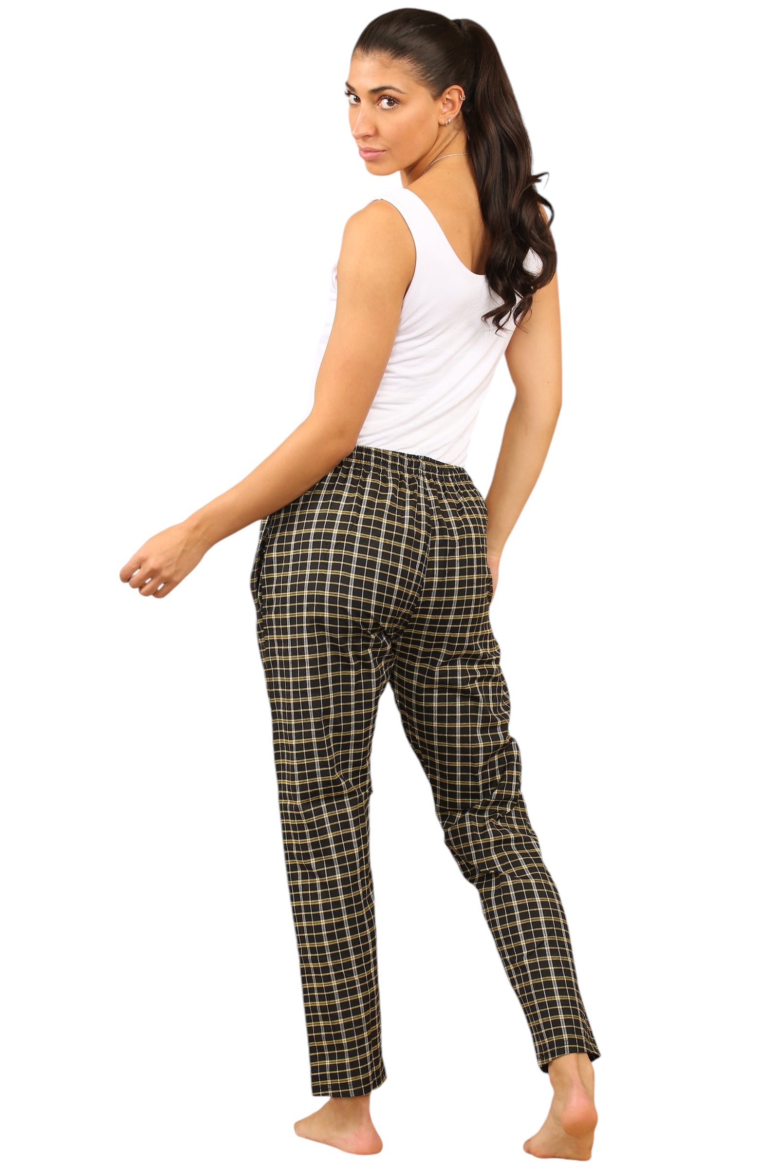 Bahob® 2 Pack Women's Check Pajama Bottom, Soft Cotton Lounge Wear Trousers Sleepwear Nightwear for Women S-XXL