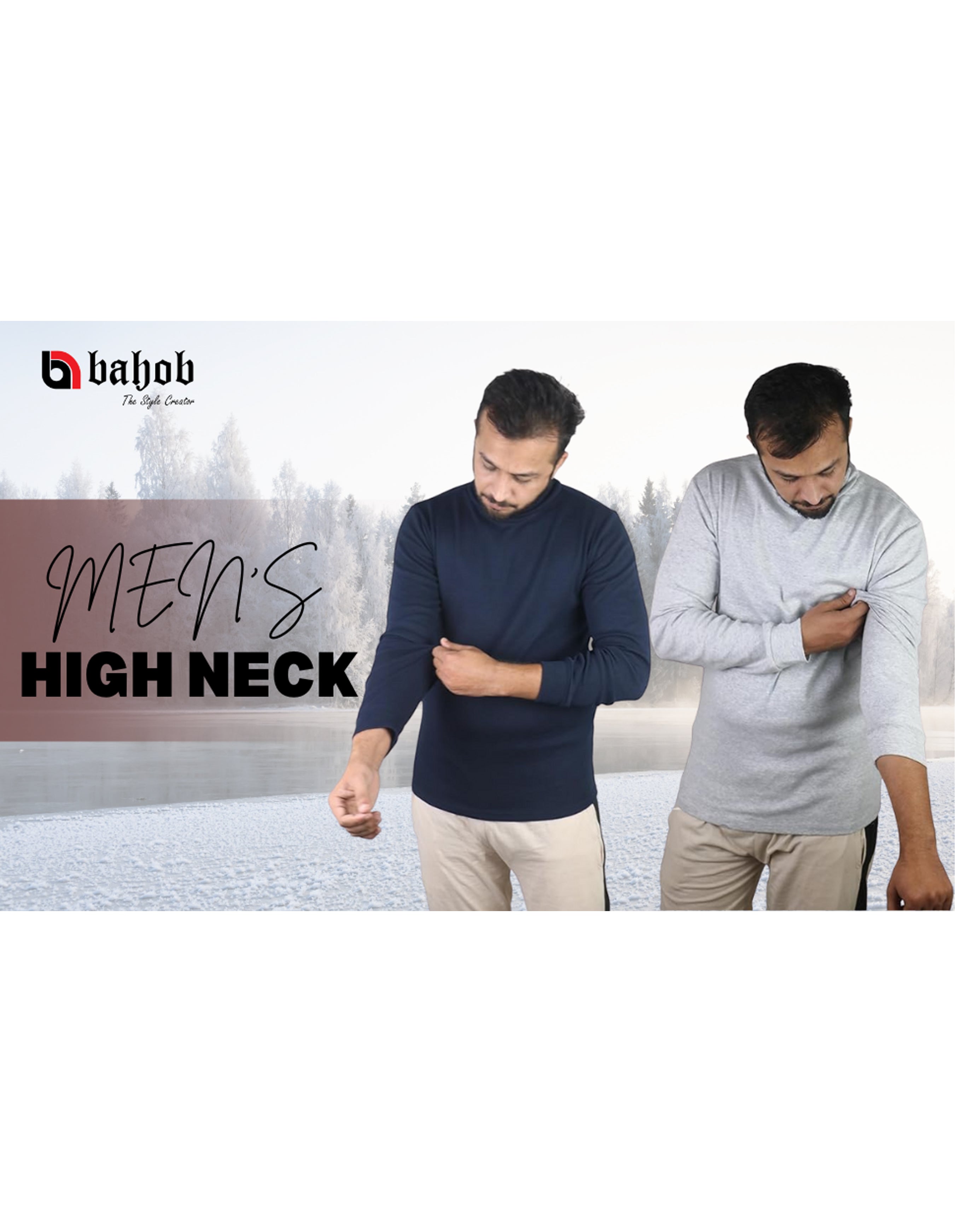 Bahob® Mens High Neck Slim  Pullover Sweater Casual Clothing