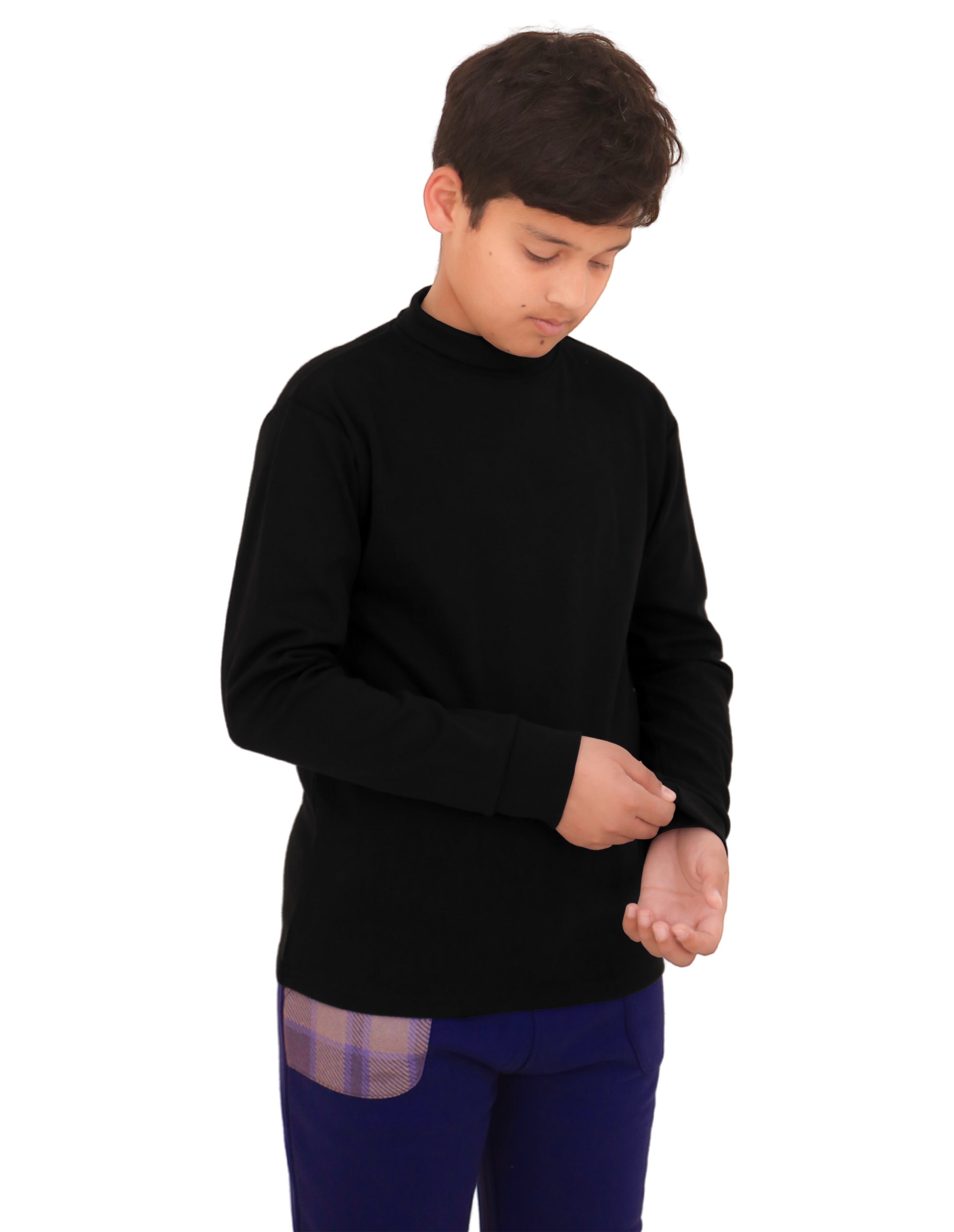 2 Pack Kids Girls Boys High Neck Long Sleeve Polo Tops Turtleneck Jumper Cotton Rib Top 5-14 Years