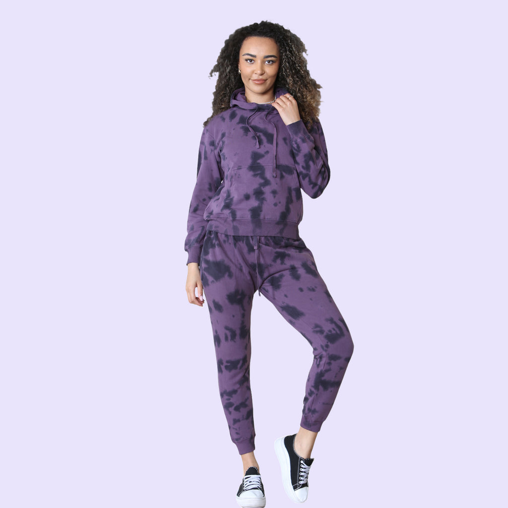 Bahob® Women’s Tracksuit Set Tie Dye Printed 2 Piece Hoodie and Stretch Jogger Gym Wear Tracksuits Active wear Set S to XXL