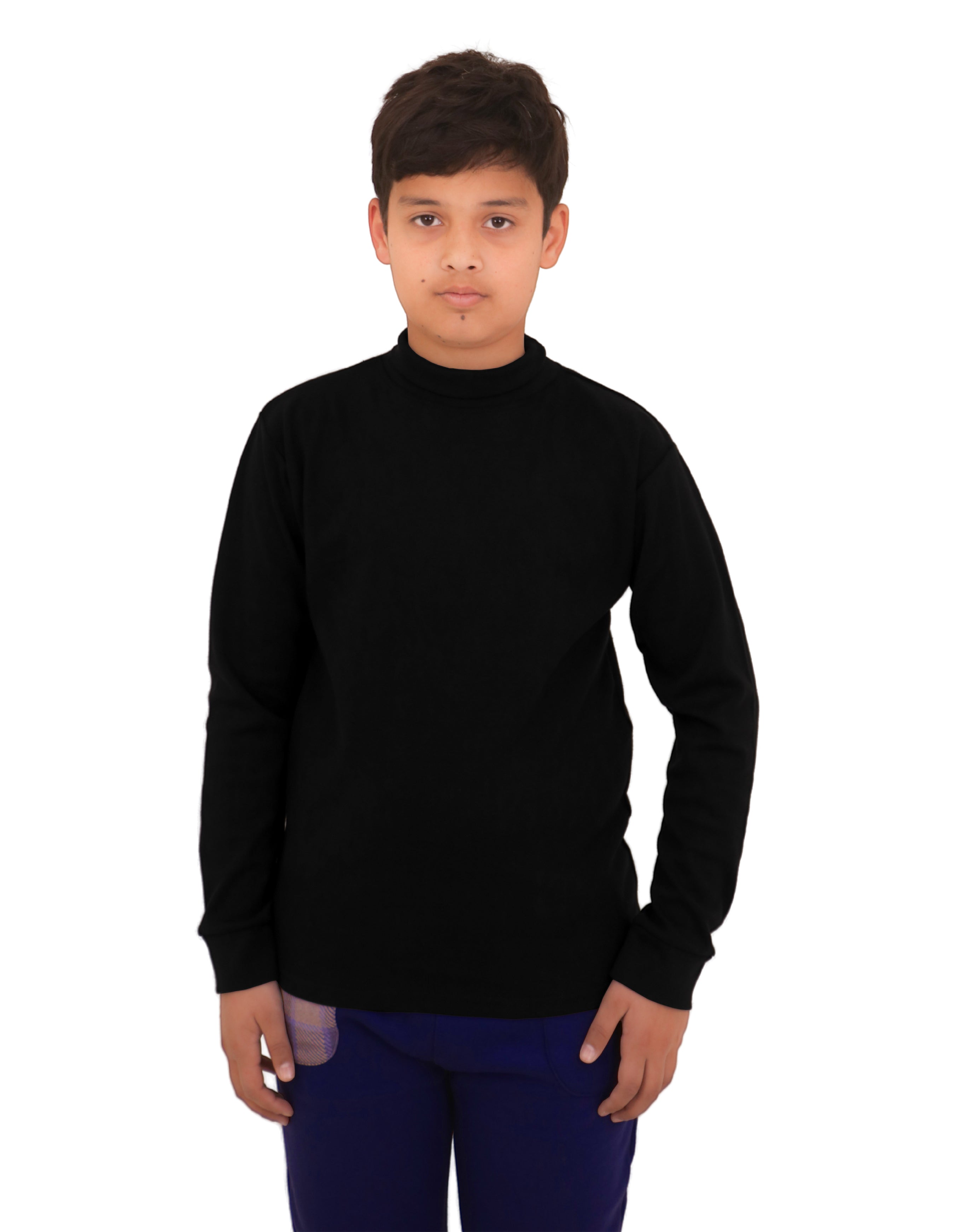2 Pack Kids Girls Boys High Neck Long Sleeve Polo Tops Turtleneck Jumper Cotton Rib Top 5-14 Years