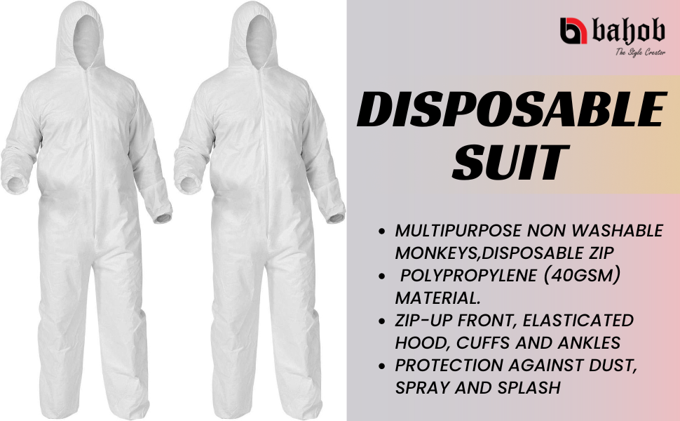 Bahob® 5 Pack Protective Disposable Overall Paper Boiler Suit