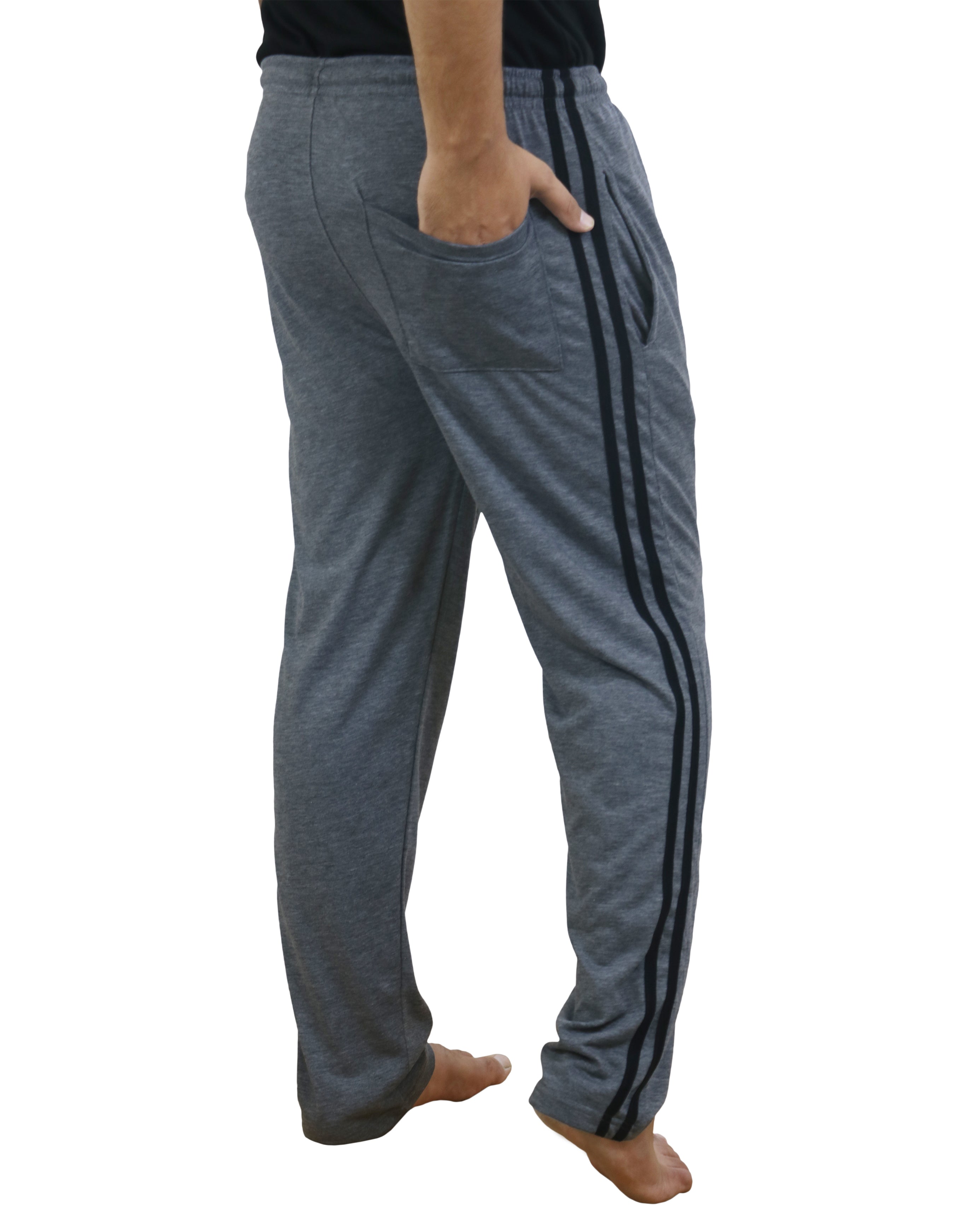 Bahob® Mens Long Lounge Wear Pants Nightwear 2 Pack Pyjama Bottoms Sleepwear Elasticated Waist Striped Jogging Casual Gym Lightweight Loungewear mens lounge pants Sizes S-3XL