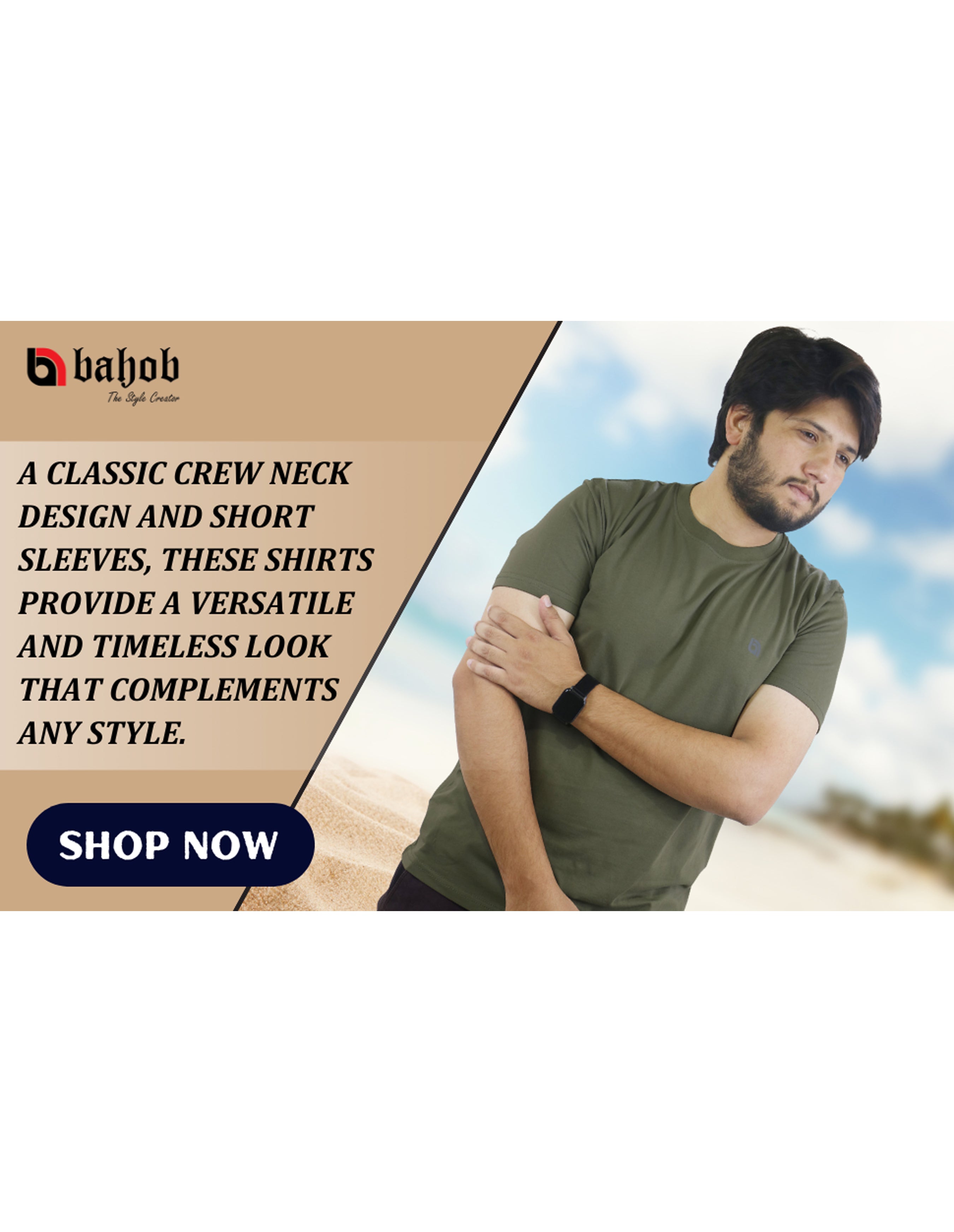 Bahob® Pack of 5 Men’s T-Shirts Crew Neck Short Sleeves Plain Soft Cotton Tops S-3XL