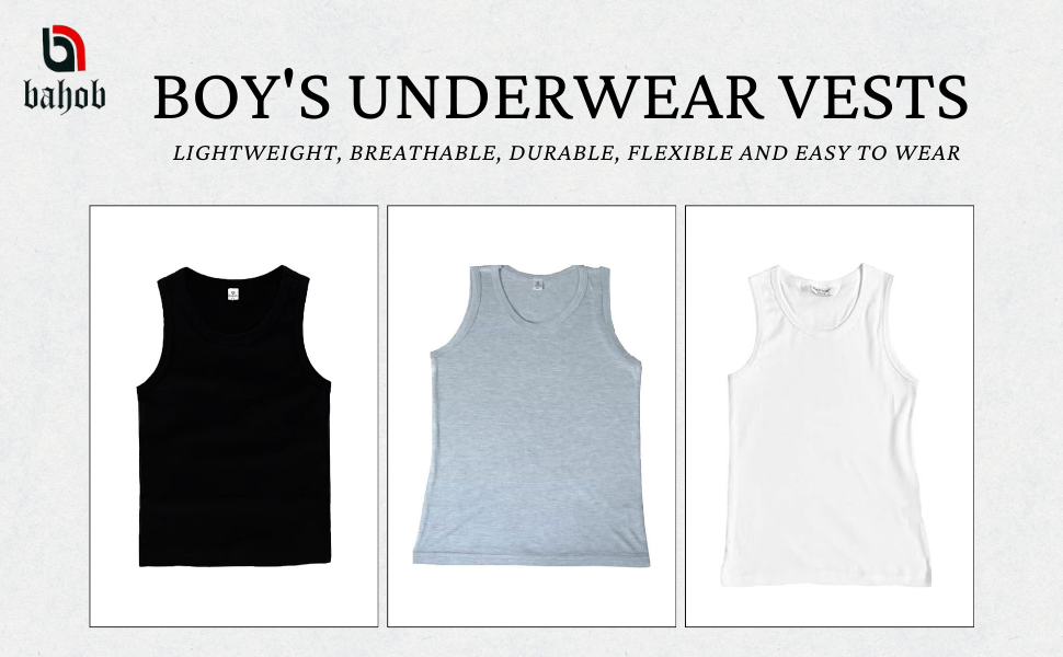 Bahob® 6 Pack Boy's Underwear Vests Soft Cotton Tank Tops Kids Sleeveless Vests Undershirts 100% Cotton