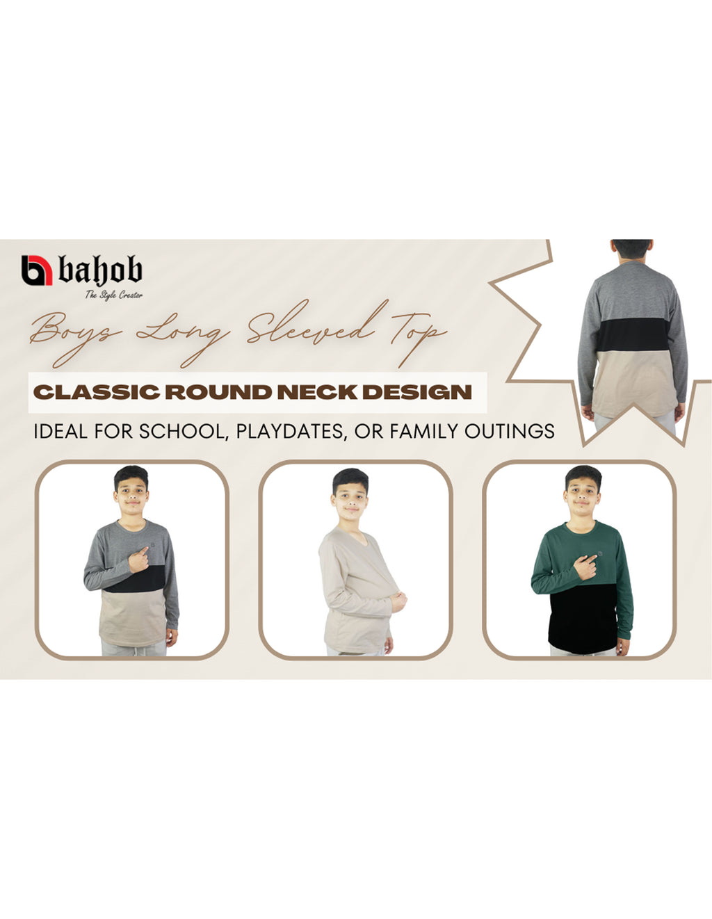 Bahob® 3 & 6 Pack Boys Long Sleeved Top Round Neck Kids T Shirts Long-Sleeve T-Shirt Soft Cotton 3-14 Years