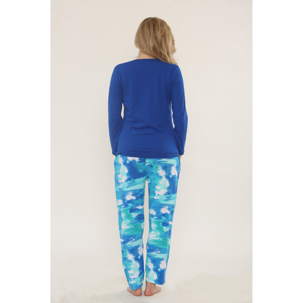 Women's Pyjamas Set Long Sleeve Soft Cotton Printing Pjs Loungewear Nightwear Sleepwear Set with Pockets Ladies Pjs Set S-XXL