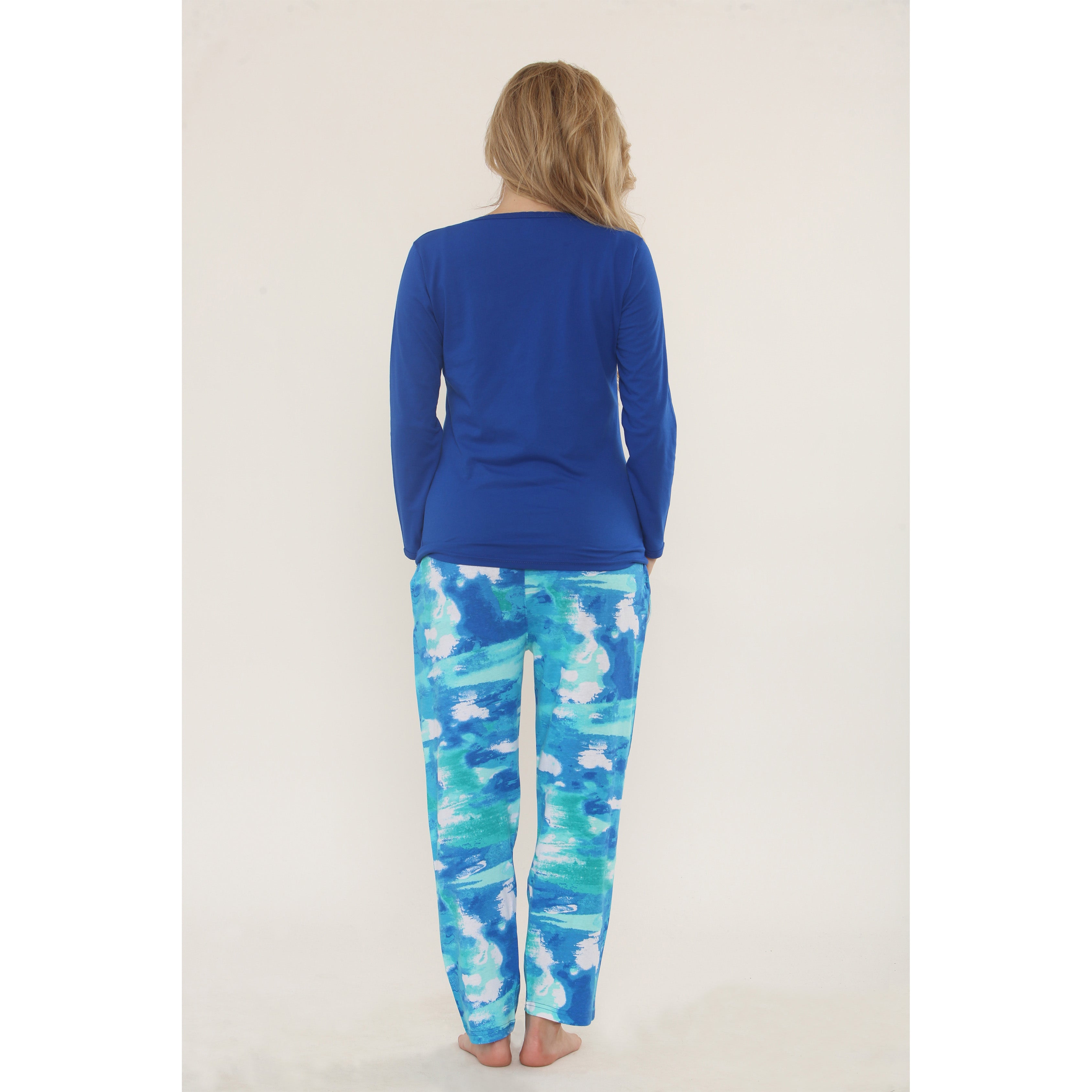 Women's Pyjamas Set Long Sleeve Soft Cotton Printing Pjs Loungewear Nightwear Sleepwear Set with Pockets Ladies Pjs Set S-XXL