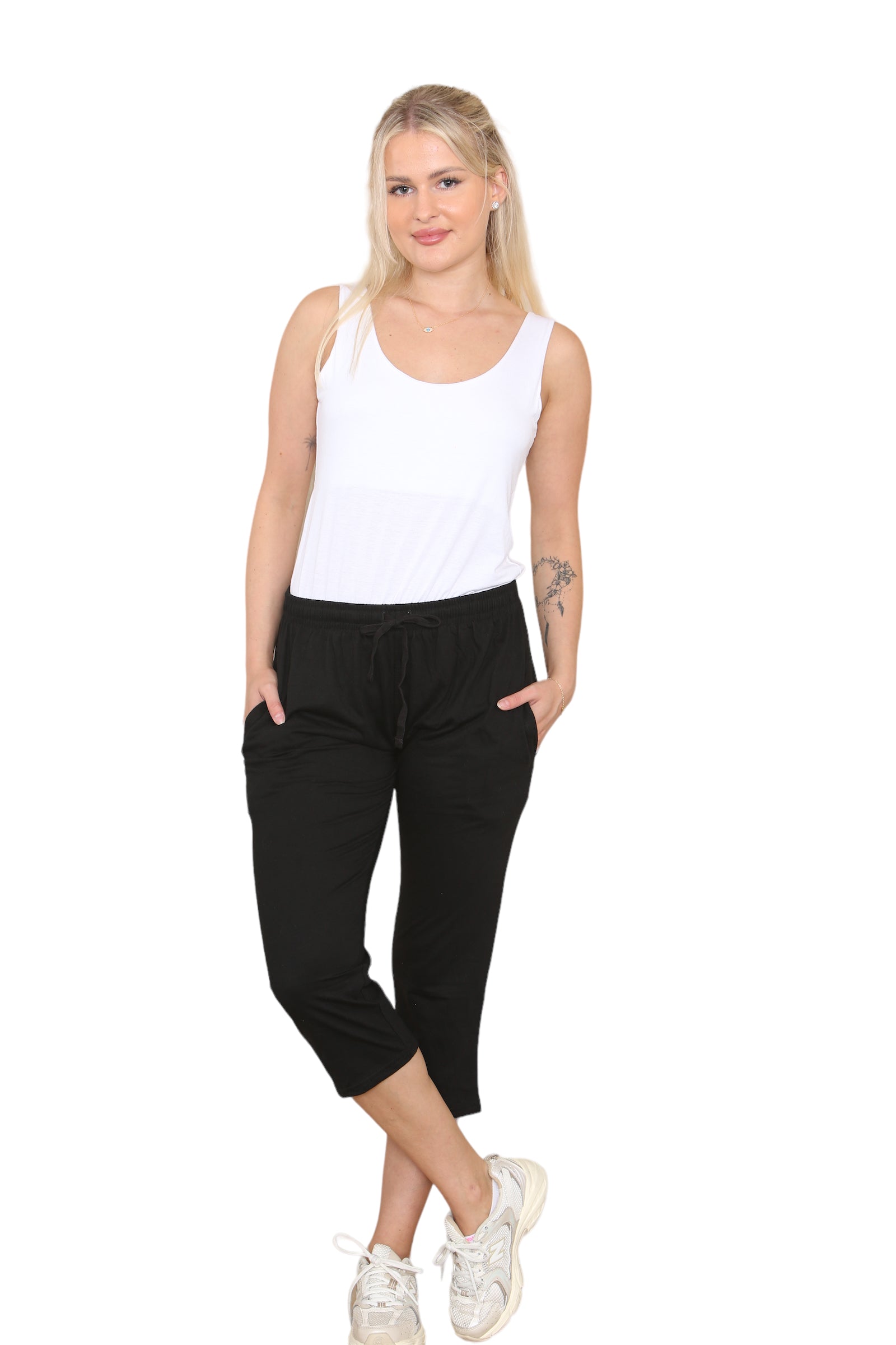 Women's 2 Pack Pyjamas Bottoms Lounge Capri Pants Soft Cropped Pjs Trouser - Bahob