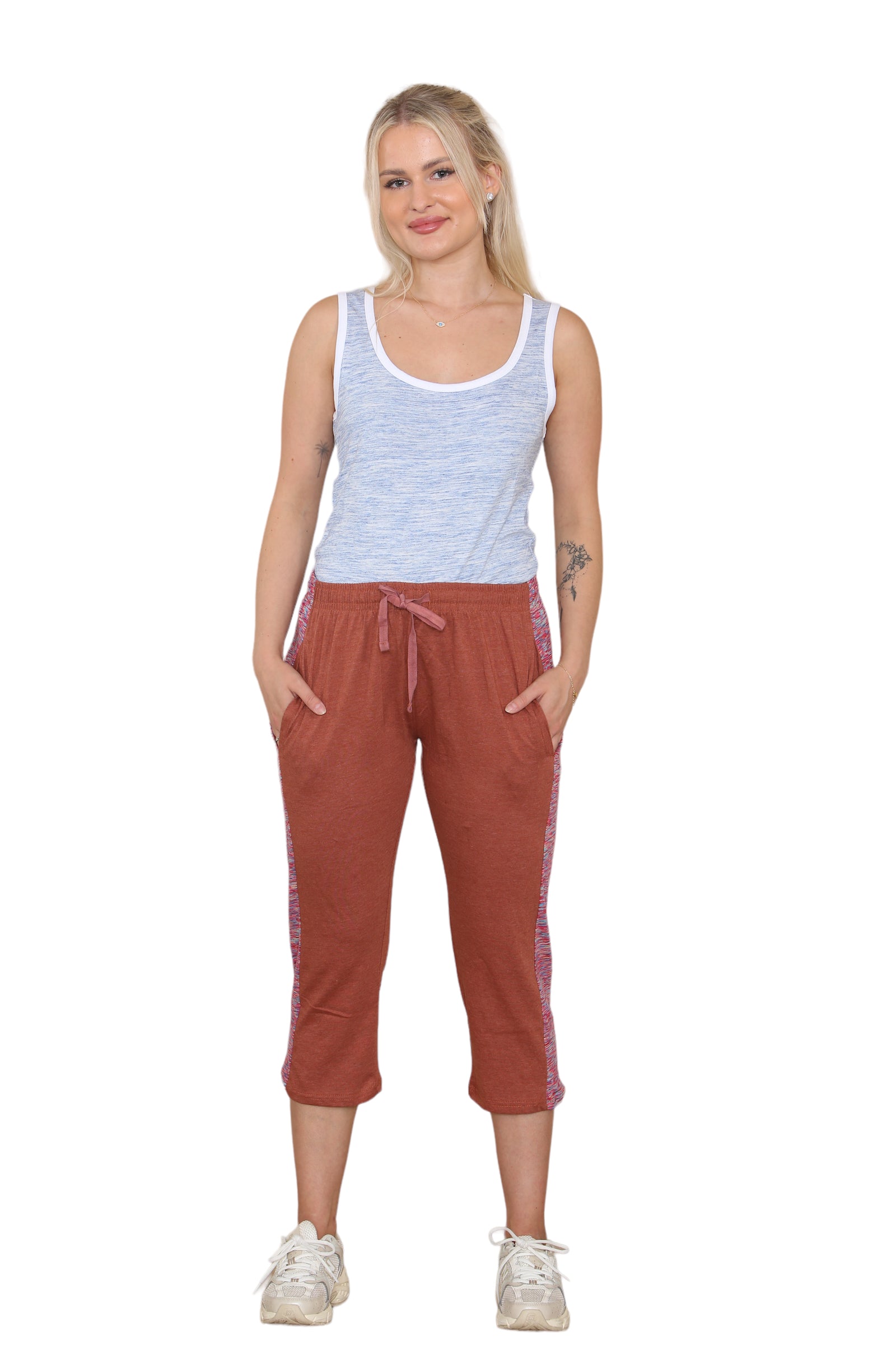 Women's 2 Pack Pyjamas Bottoms Lounge Capri Pants Soft Cropped Pjs Trouser - Bahob