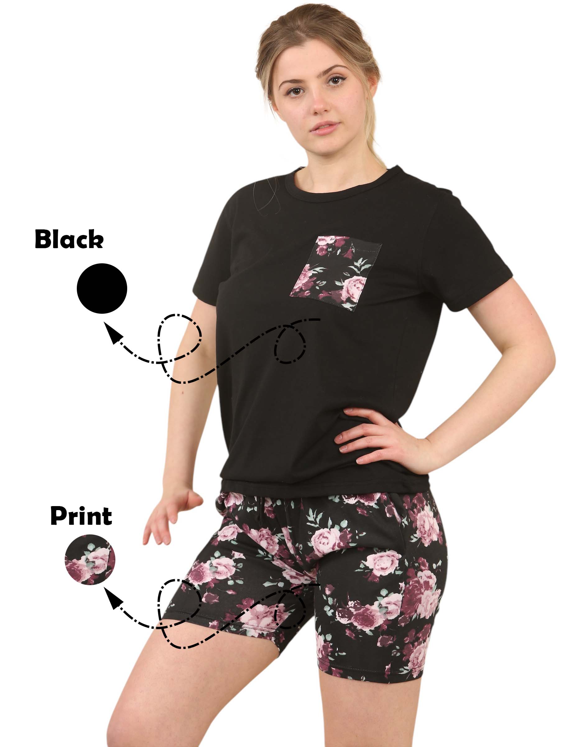 Women's Pajama's Sets with Shorts Ladies Pajama's Cotton Short Sleeve Soft 2 Pieces Pjs Set Summer Loungewear Sleepwear Nightwear for Women S-XXL