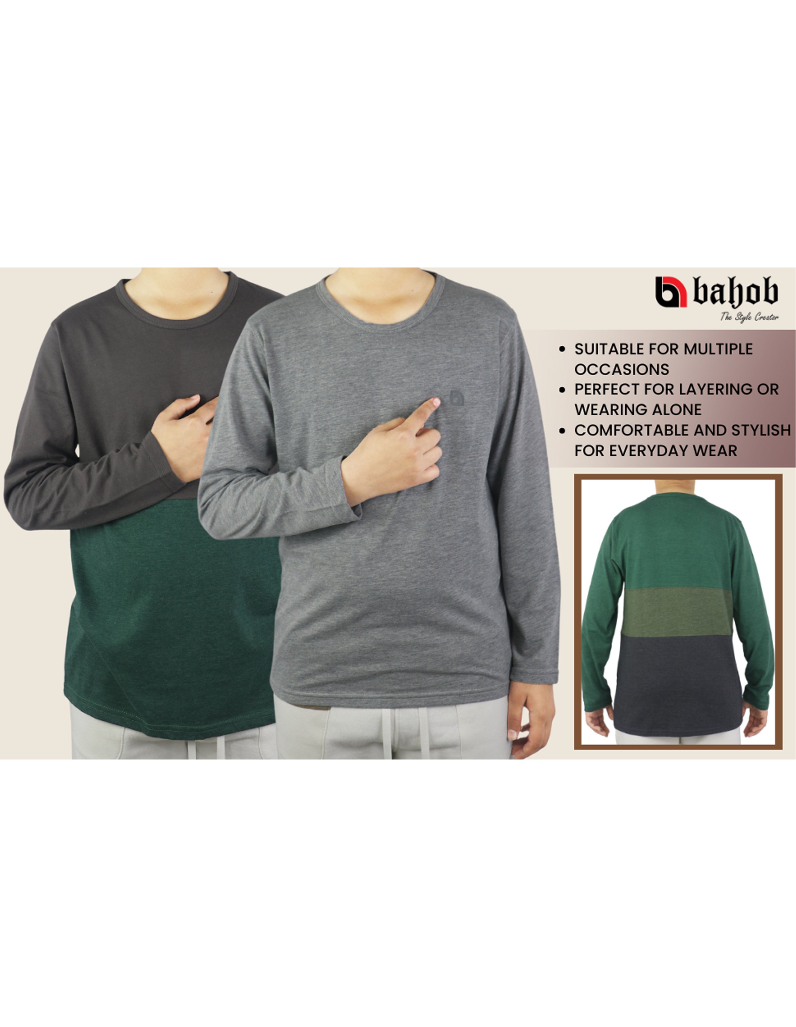 Bahob® 3 & 6 Pack Boys Long Sleeved Top Round Neck Kids T Shirts Long-Sleeve T-Shirt Soft Cotton 3-14 Years