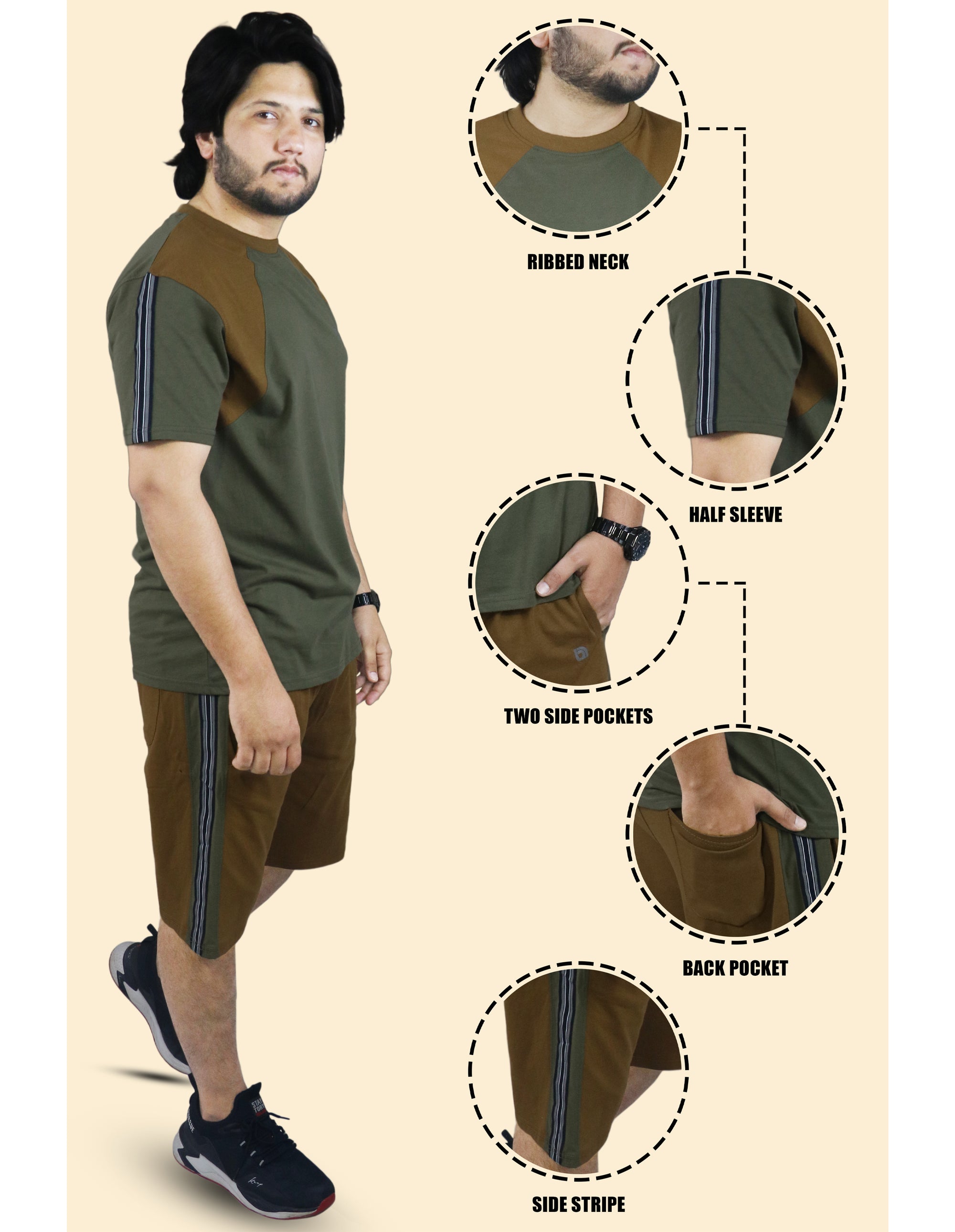 Bahob® Men's Short Pyjama Sets Soft Cotton Men's Short PJs, Sleepwear Nightwear Set for Men