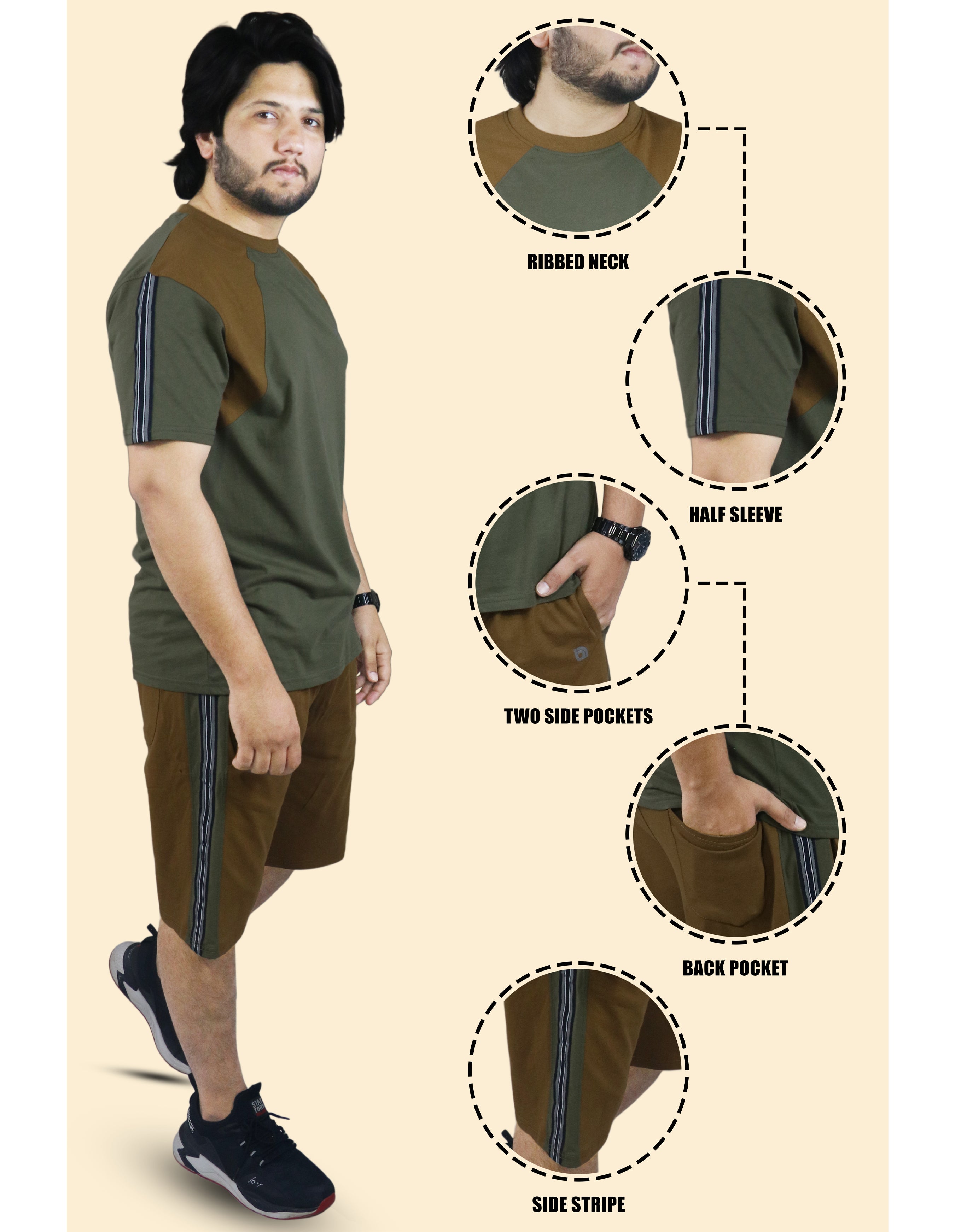 Bahob® Men's Short Pyjama Sets Soft Cotton Men's Short PJs, Sleepwear Nightwear Set for Men
