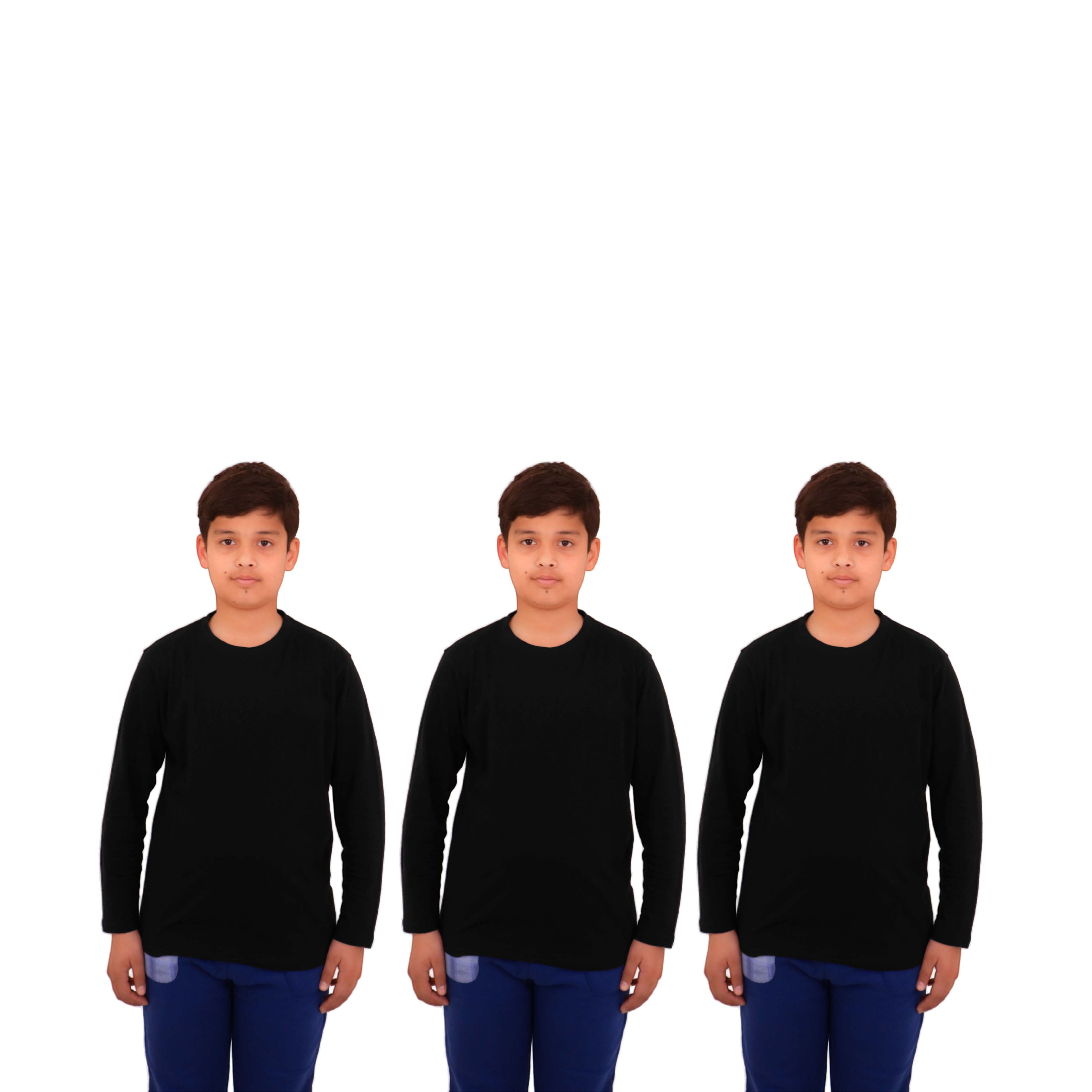 3 Pack Boys Girls Long Sleeved Top Round Neck Kids T Shirts Soft Cotton PE Top 5-14 Years
