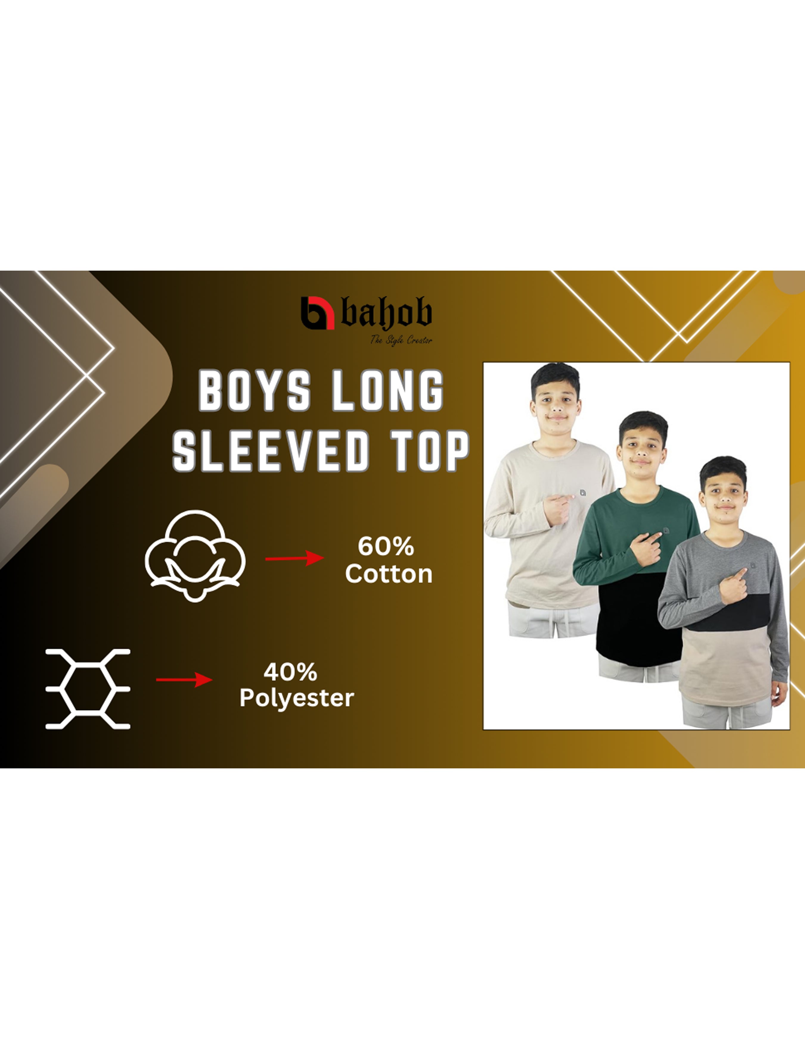 Bahob® 3 & 6 Pack Boys Long Sleeved Top Round Neck Kids T Shirts Long-Sleeve T-Shirt Soft Cotton 3-14 Years
