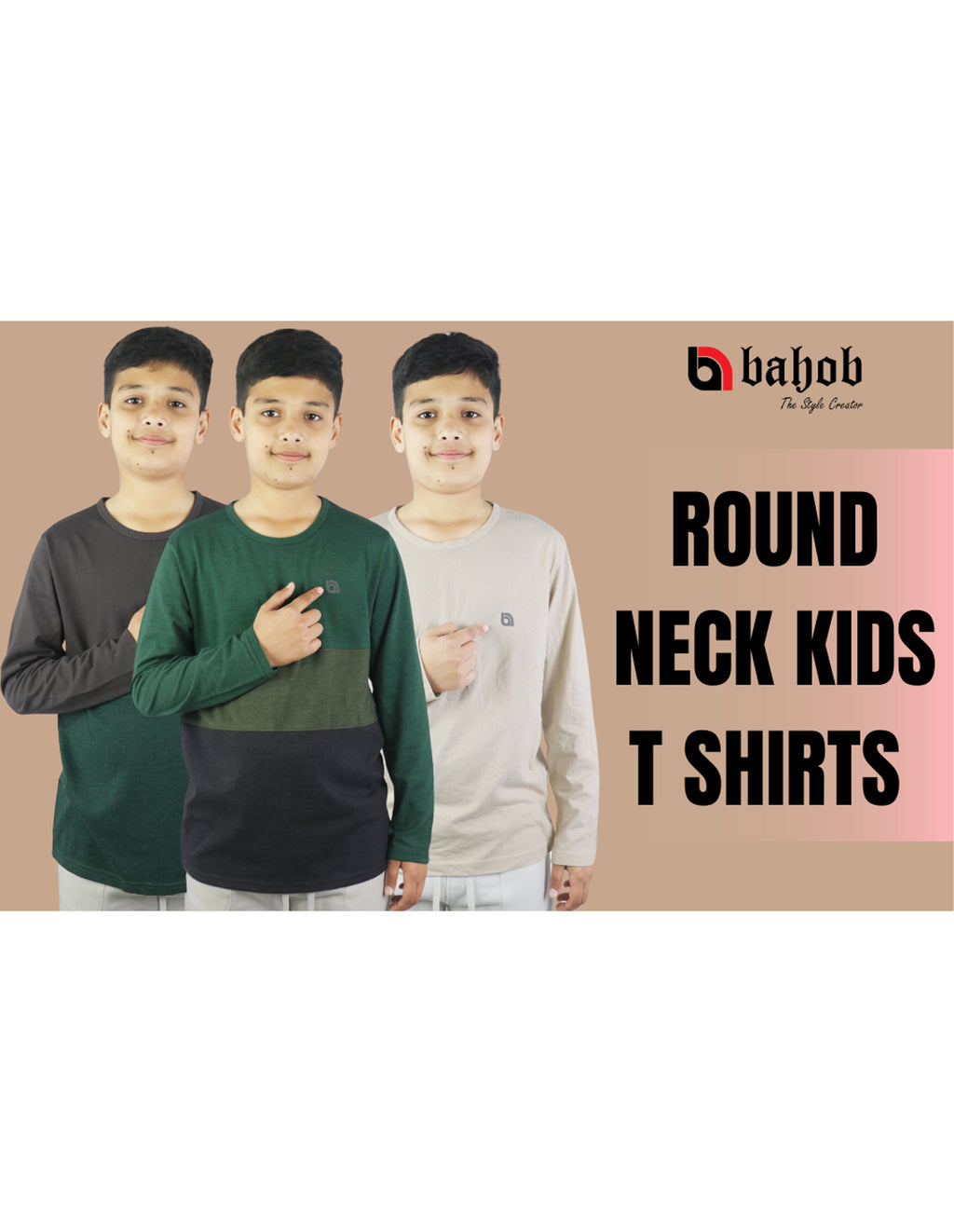 Bahob® 3 & 6 Pack Boys Long Sleeved Top Round Neck Kids T Shirts Long-Sleeve T-Shirt Soft Cotton 3-14 Years