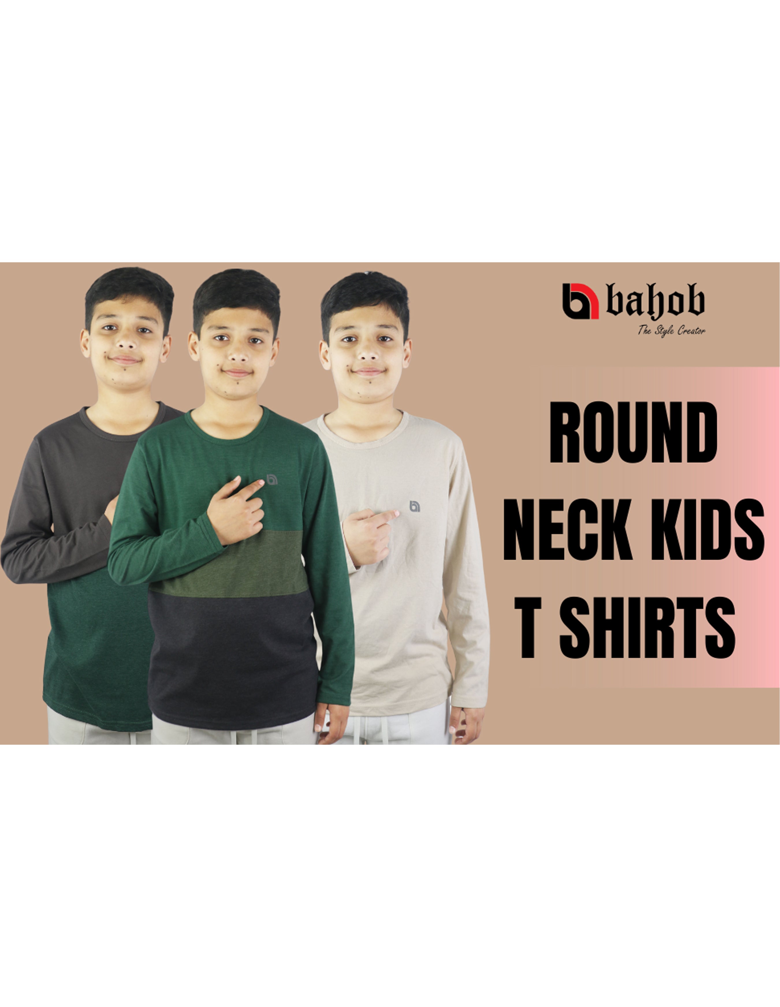 Bahob® 3 & 6 Pack Boys Long Sleeved Top Round Neck Kids T Shirts Long-Sleeve T-Shirt Soft Cotton 3-14 Years