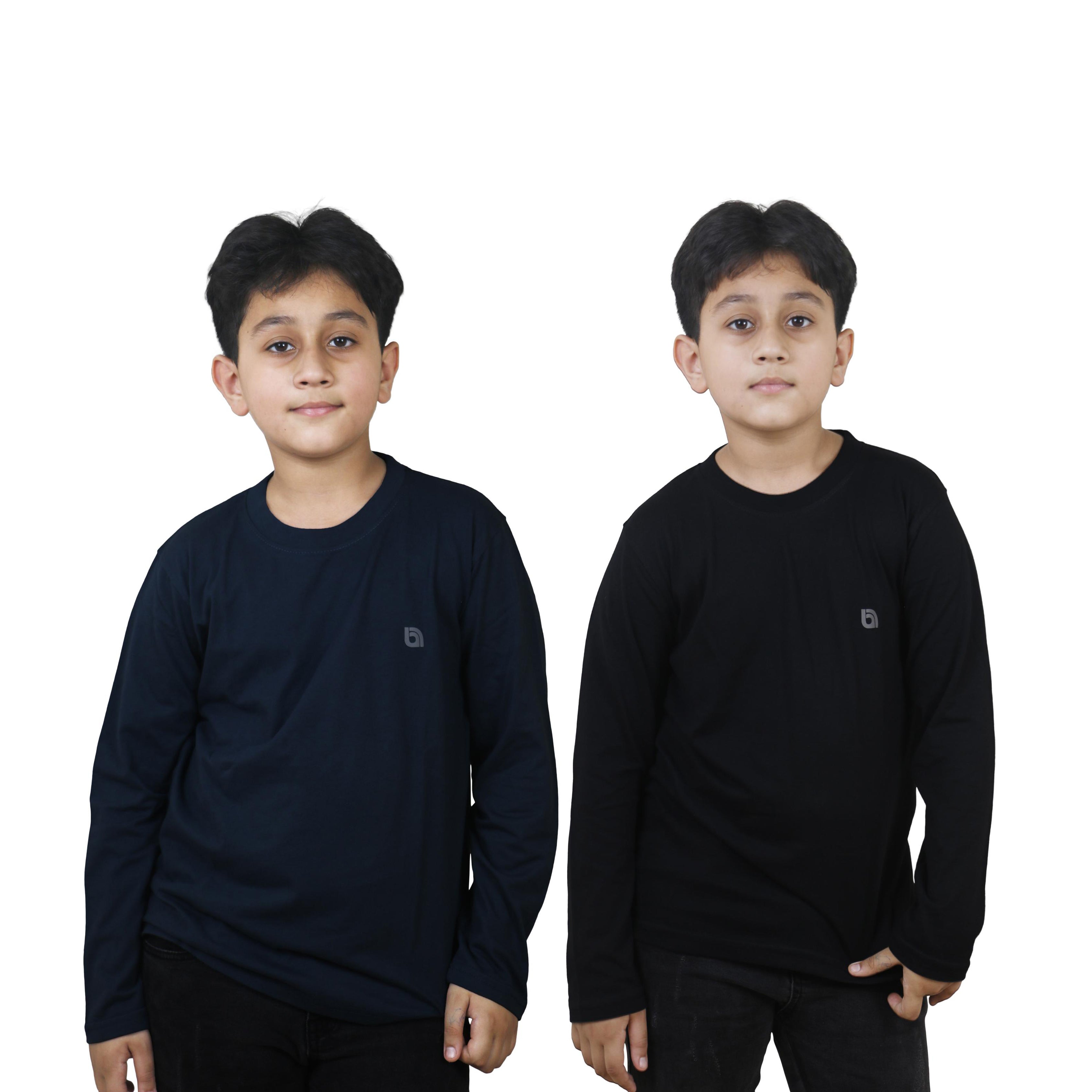 Bahob® 2 Pack Boys Long Sleeve T-Shirt Top Children's Round Neck Long-Sleeve T-Shirt Soft Cotton 3-14 Years kids t shirt